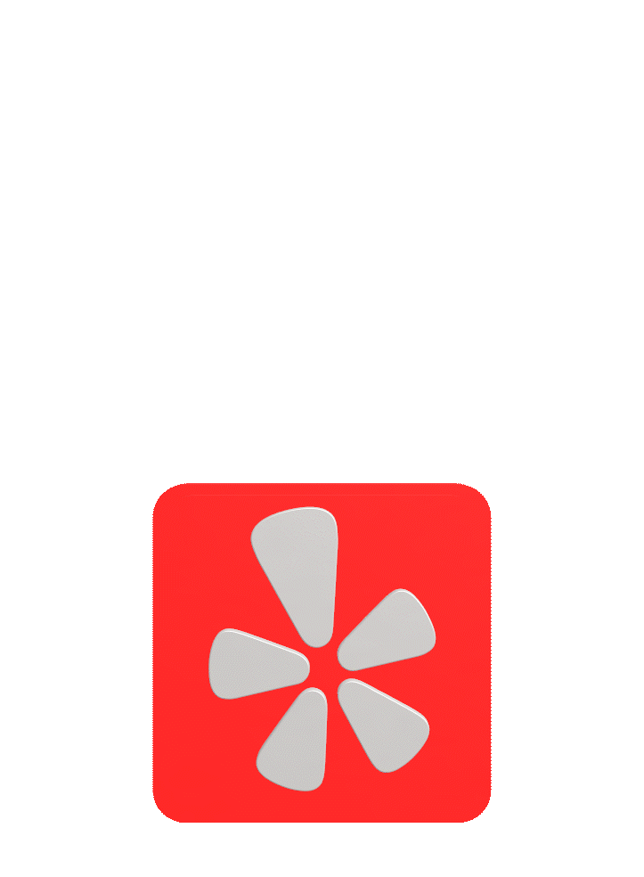 Yelp app icon with a red background and white play button in the shape of a spark