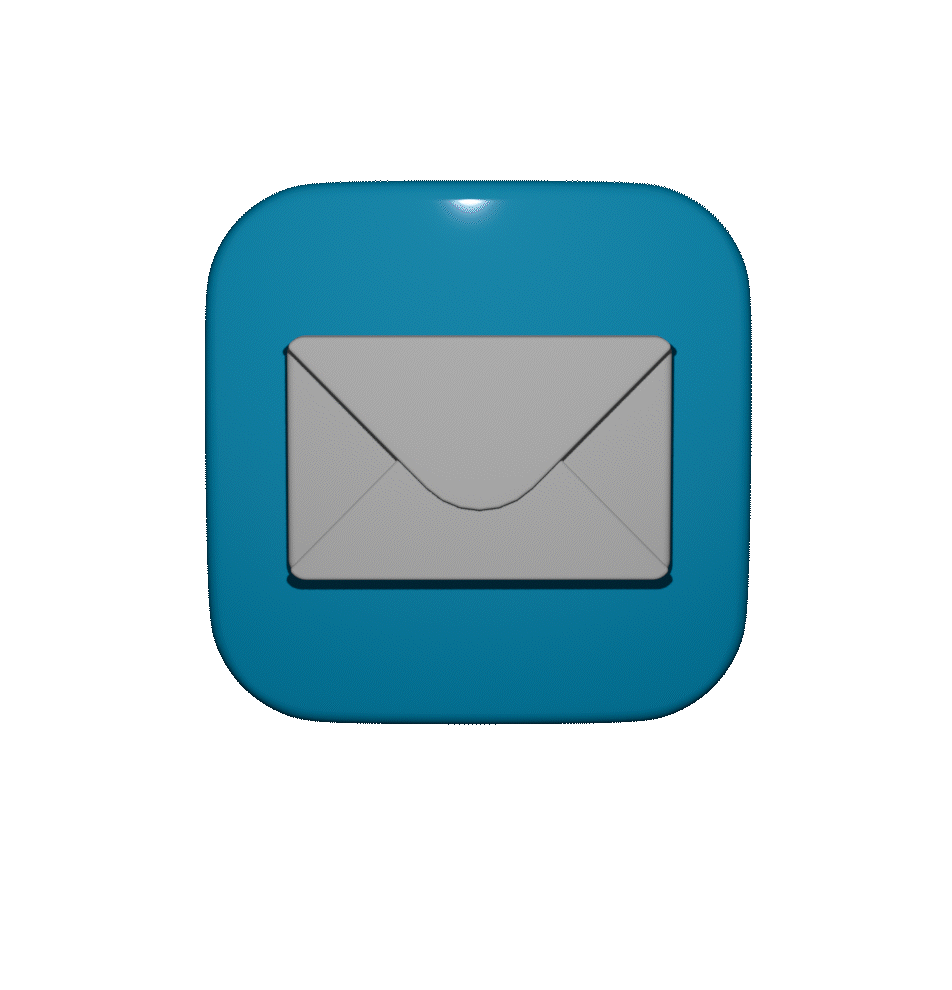Blue app icon with a gray envelope symbol in the center, representing email or messaging.