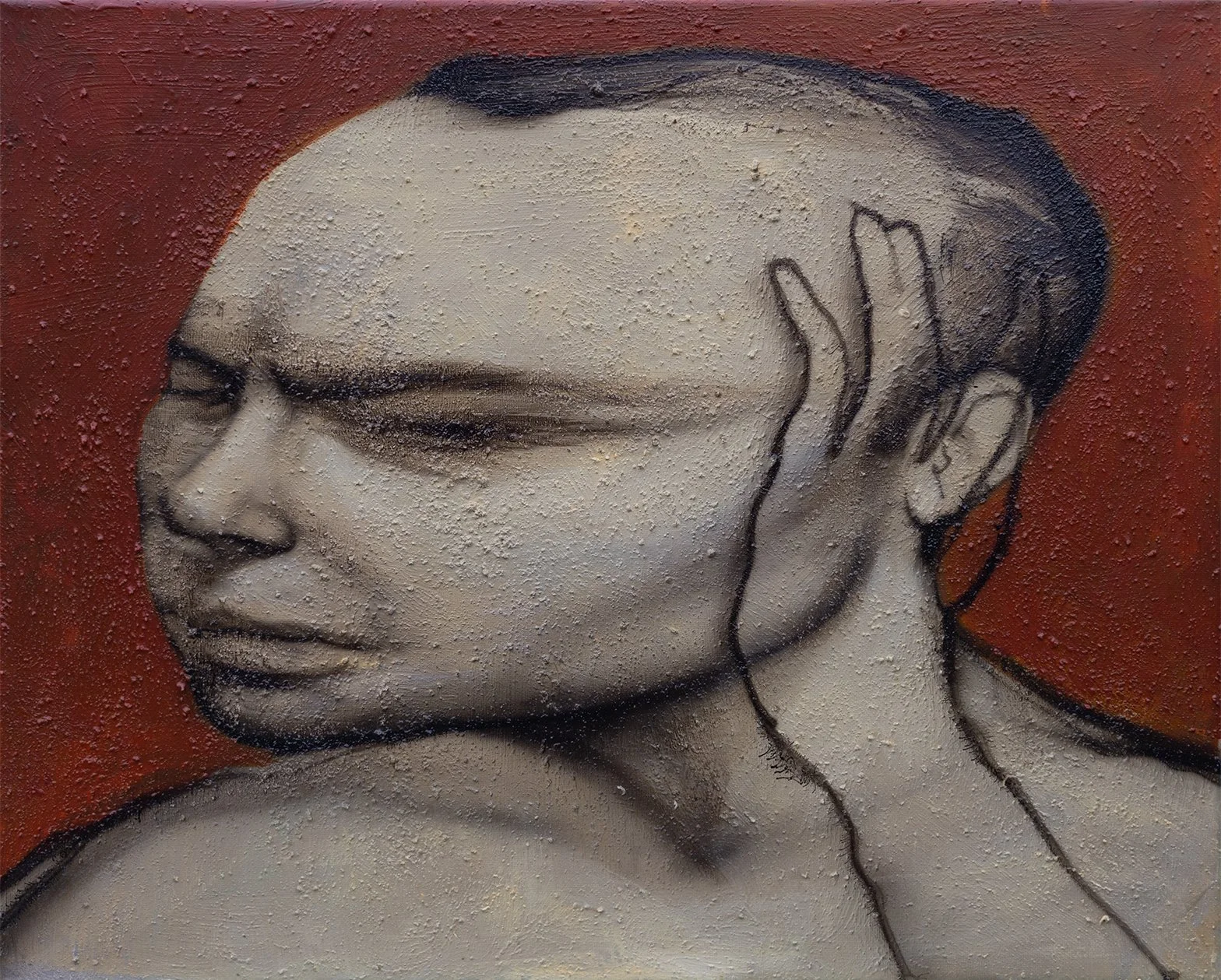 40 x 40cm /  sawdust and acrylic on canvas / 2026