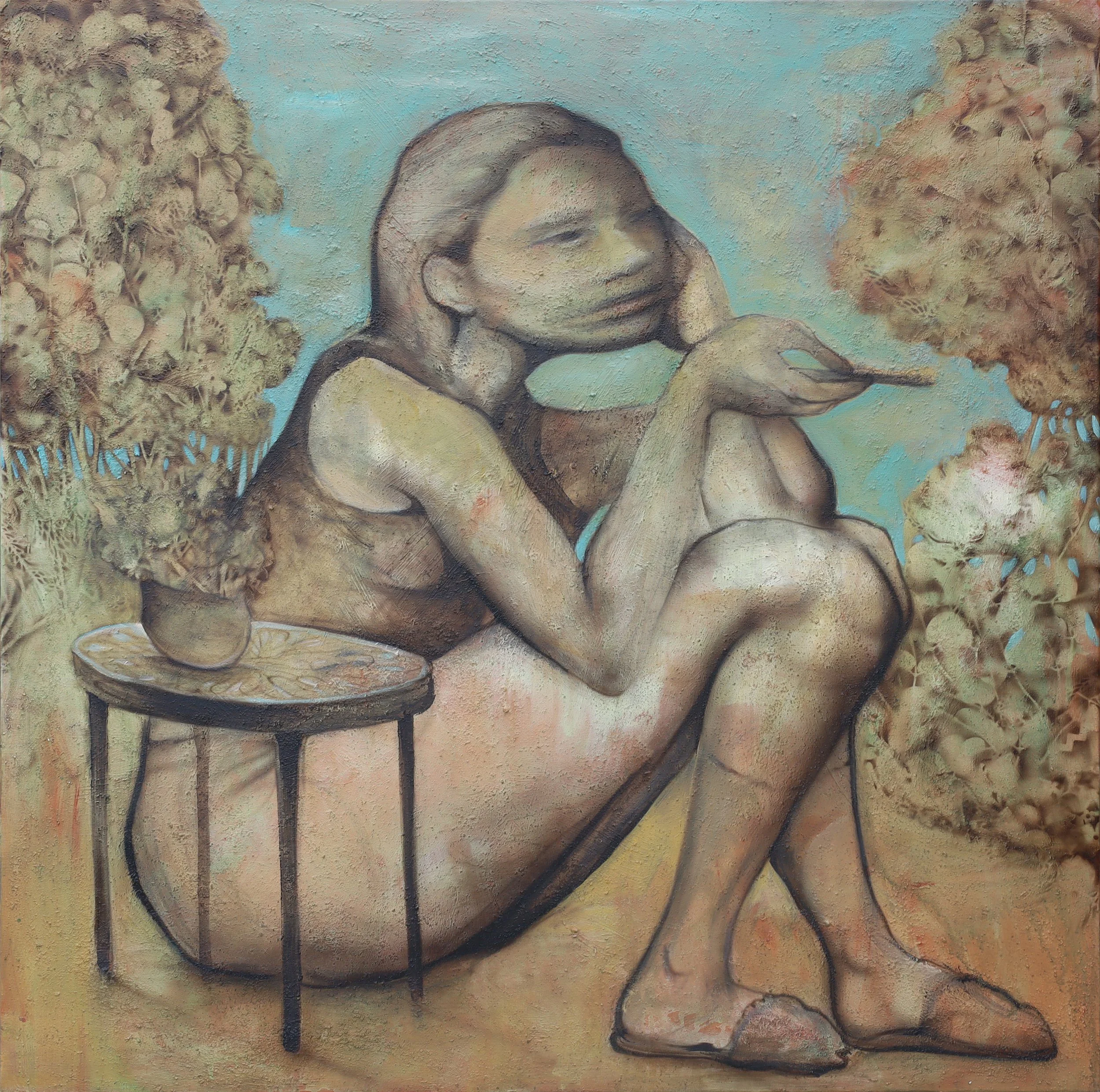 100 x 100cm /  sawdust and acrylic on canvas / 2026