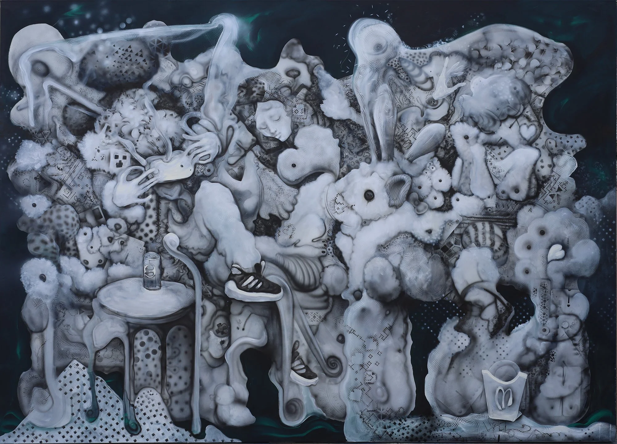 Childhood Couch / 180 x 300 cm / acrylic on canvas / canvas / 2026