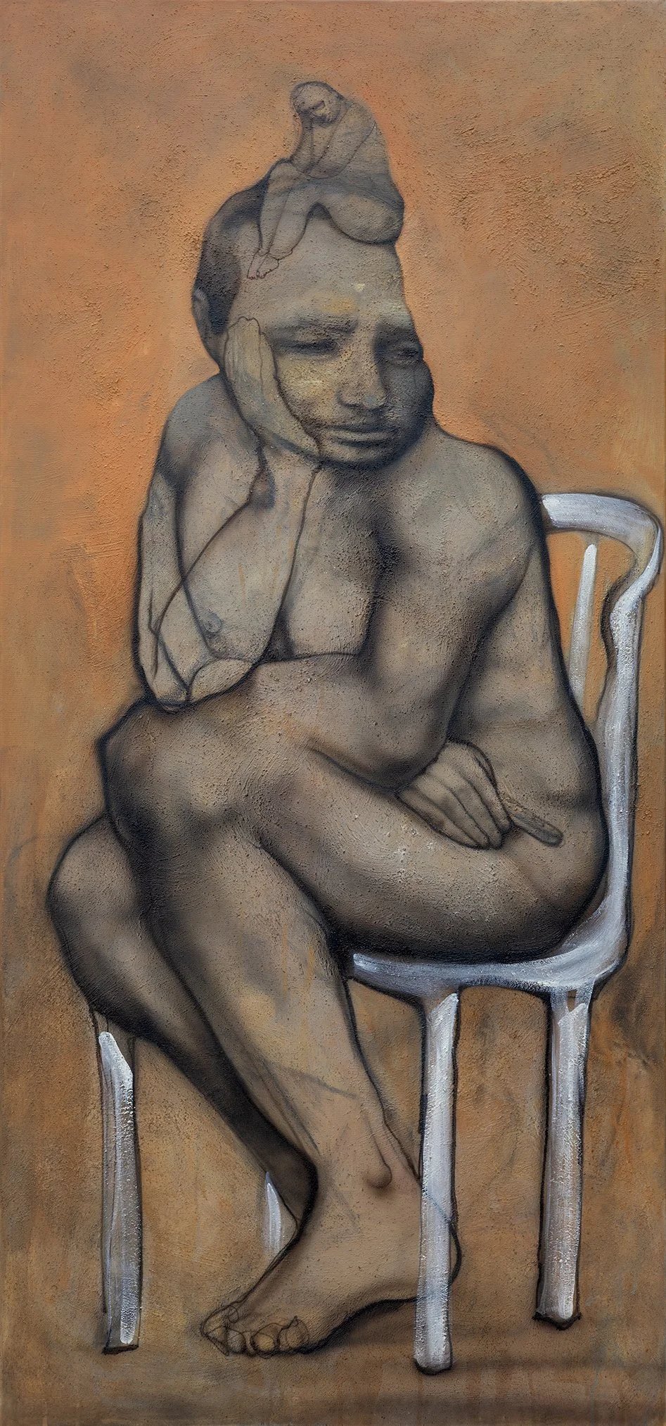 700 x 150cm /  sawdust and acrylic on canvas / 2026