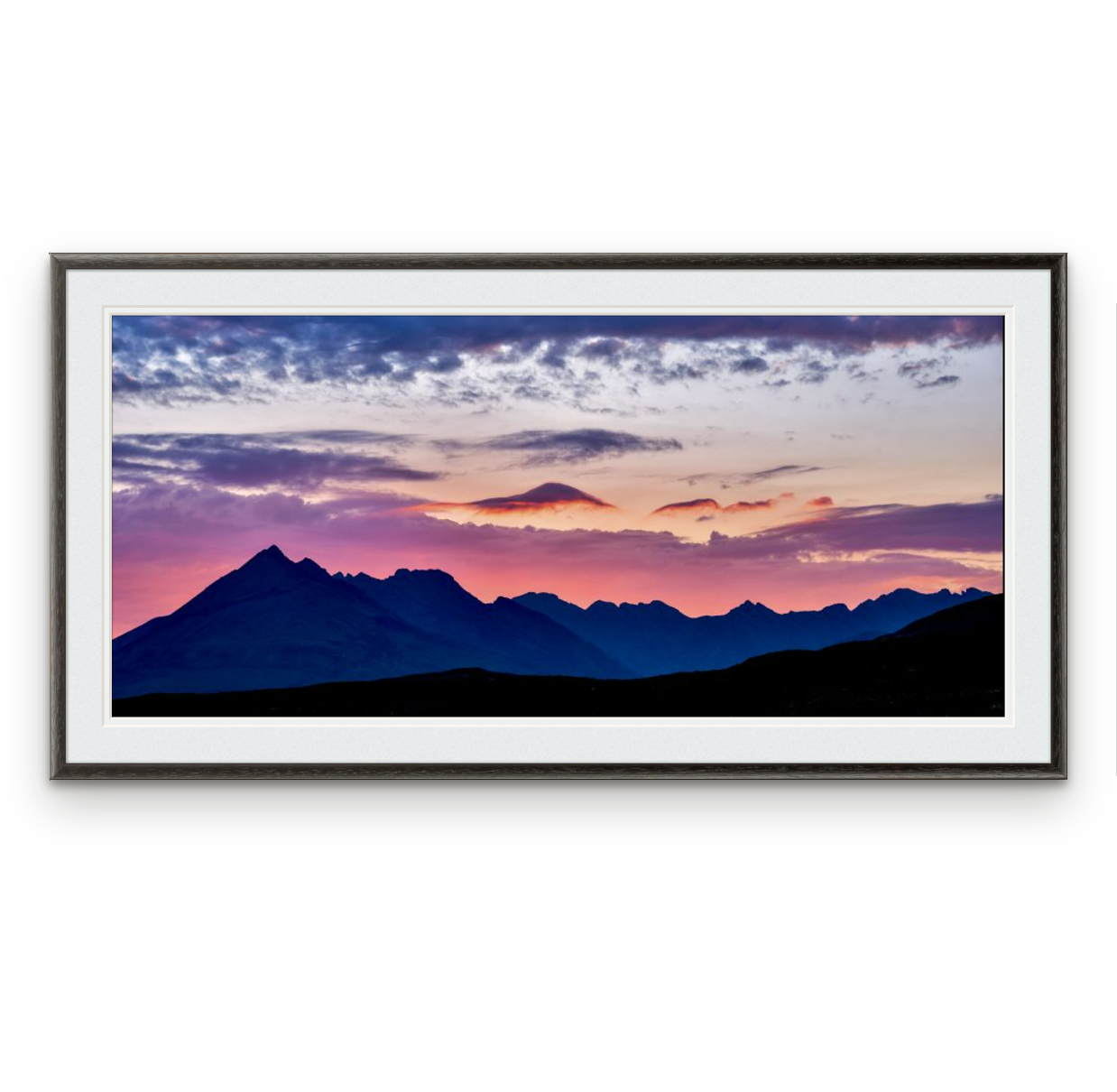The Cuillin Ridge | Frame: 12mm wide, black | Size (approx): 774 x 401mm | Double mount, Snow White | £195.00