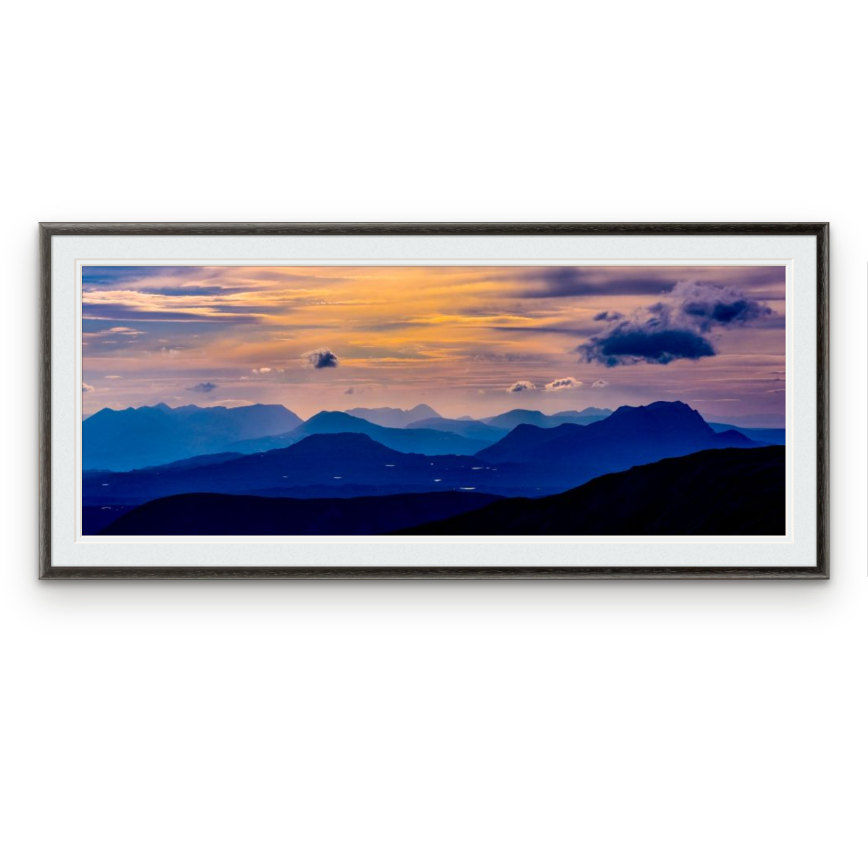 Torridon | Frame: 12mm wide, black | Size (approx): 764 x 345mm | Double mount, Snow White | £175.00