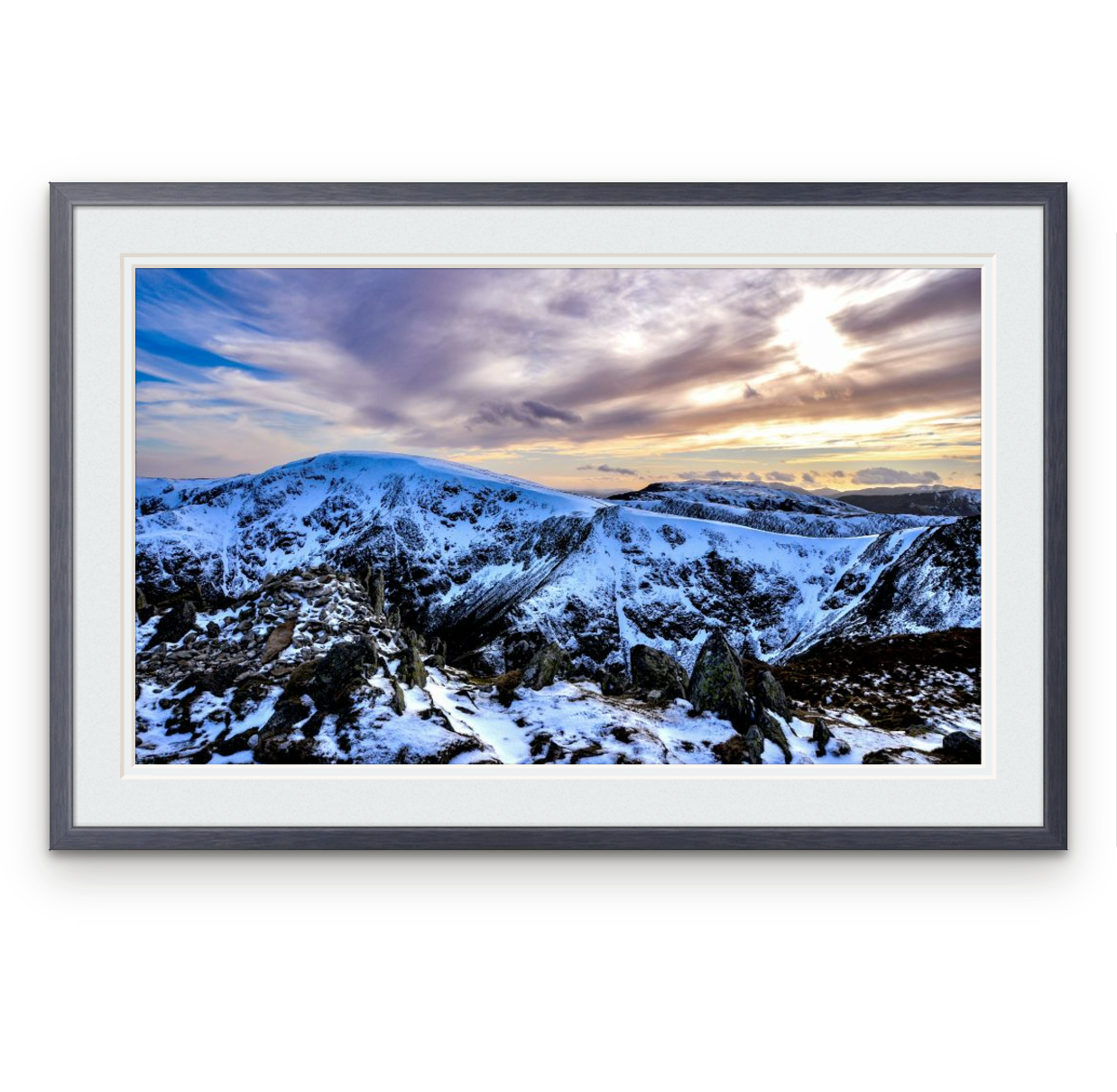 23. High Street | Frame: 13mm wide, purple | Size (approx): 576 x 378mm | Double mount, Snow White | £175.00