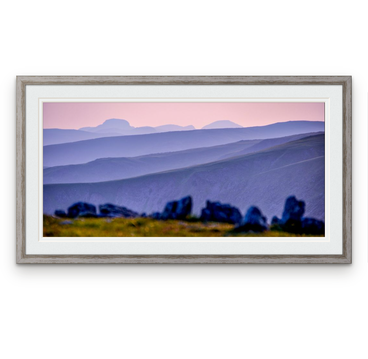 Great Gable from Harter Fell | Frame: 15mm wide, grey | Size (approx): 568 x 318mm | Double mount, Snow White | £140.00