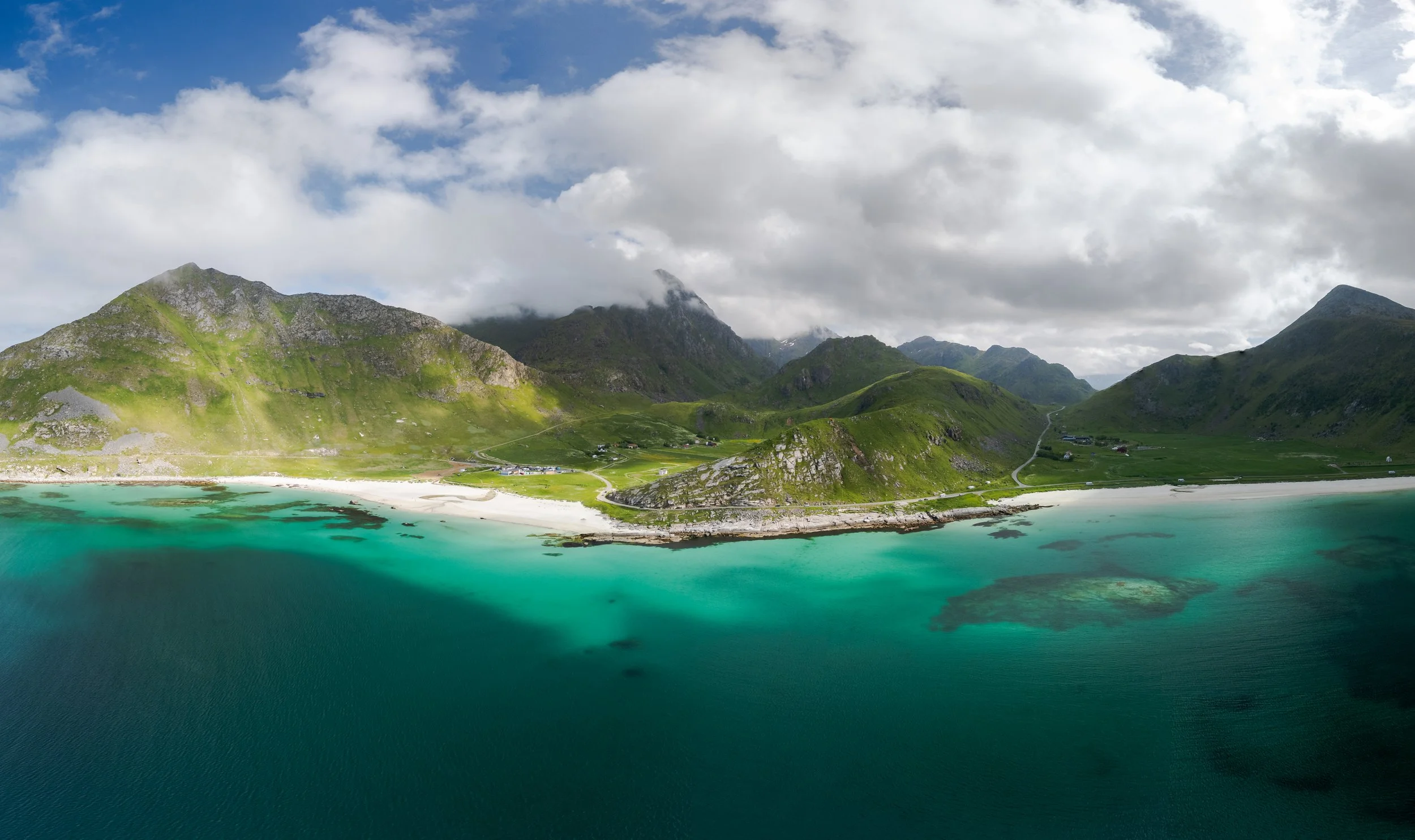It's hard to see how turquoise is the water near Haukland beach without the drone