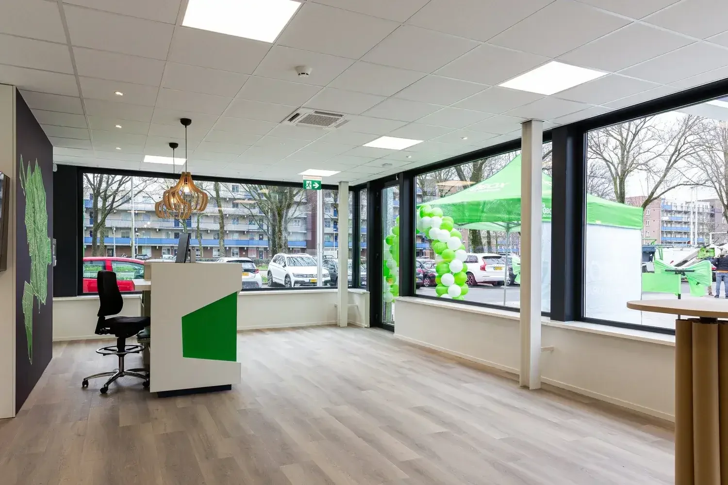 Modern reception area of completed self-storage facility