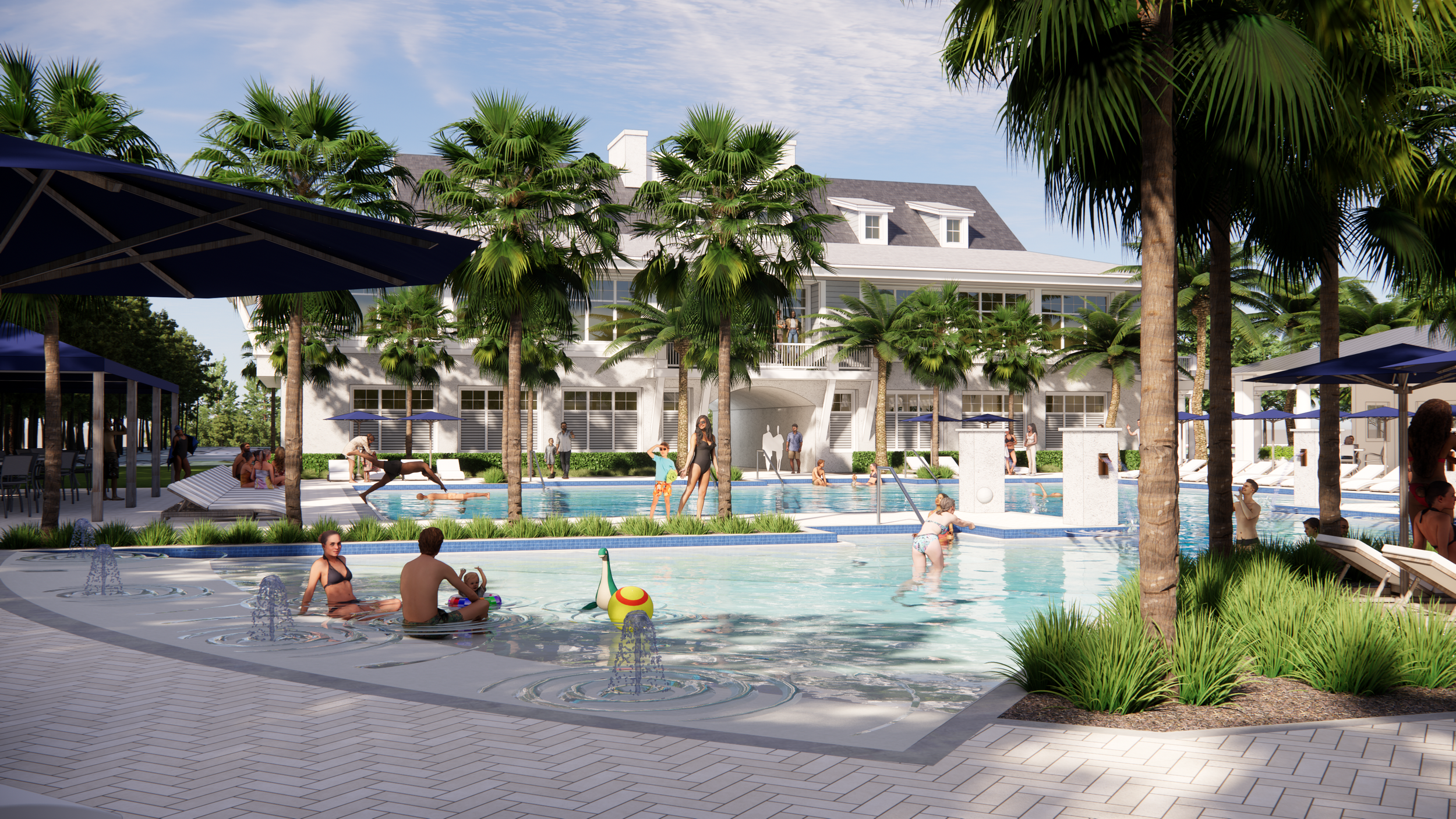 Zero-entry pool access at the new aquatics facility at Jacksonville Golf and Country Club.