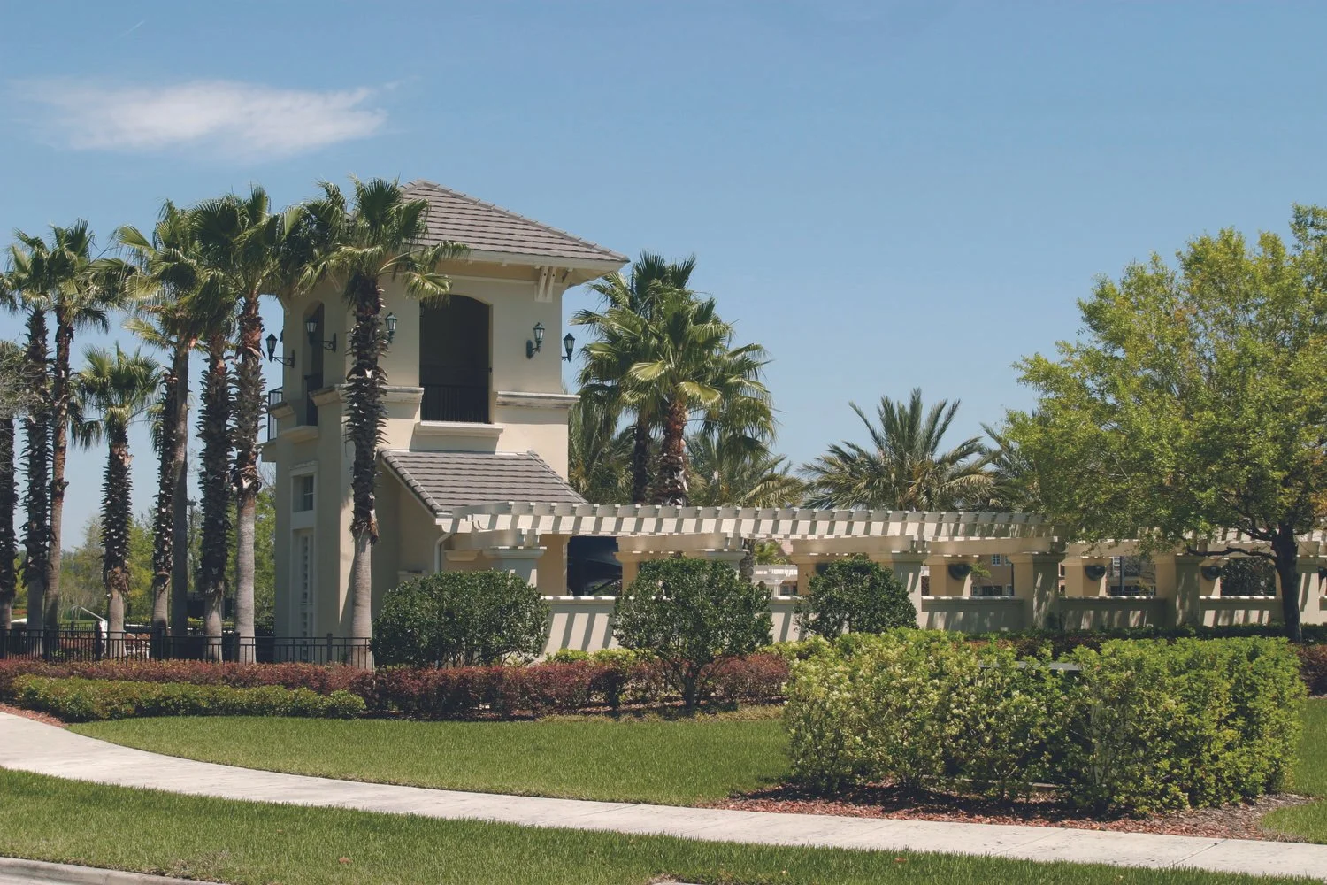 View of the grounds and waterslide tower at Waterchase
