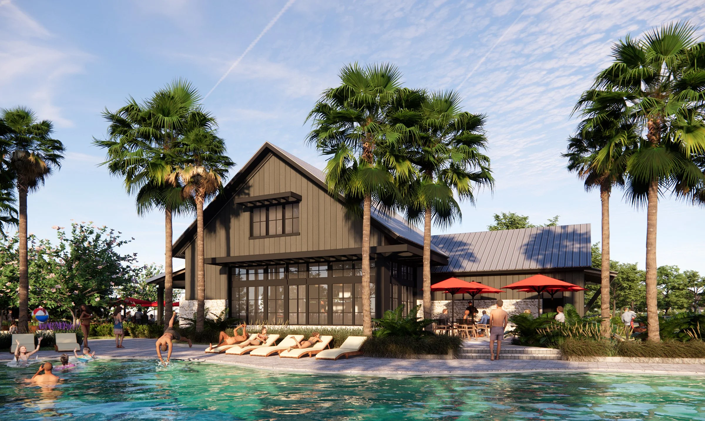 Resort style pool at the Greeting House in Silos at Saratoga Springs, Clay County, Florida