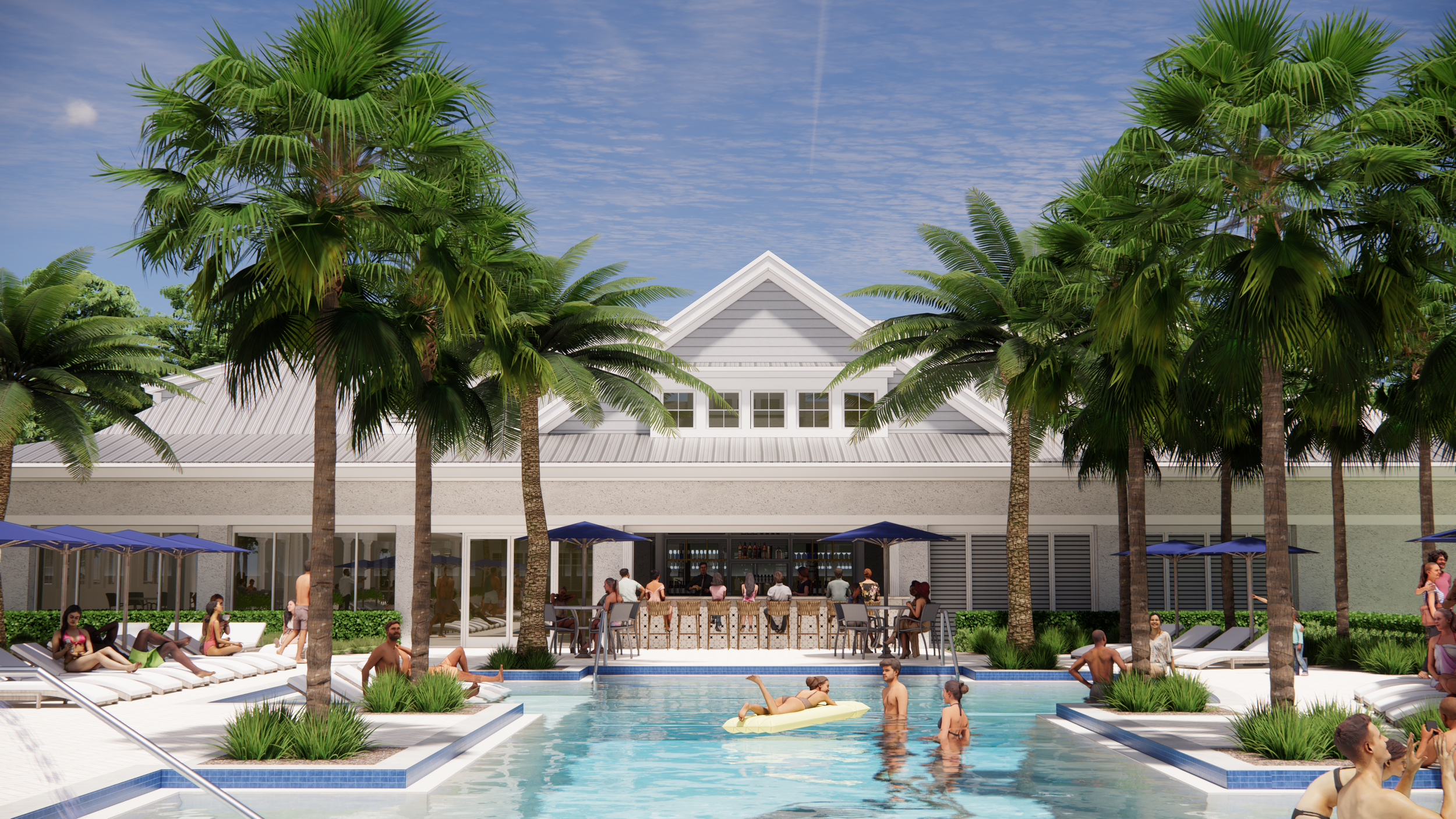 Pool view of the pool bar at the Jacksonville Golf and Country Club new aquatics facility.