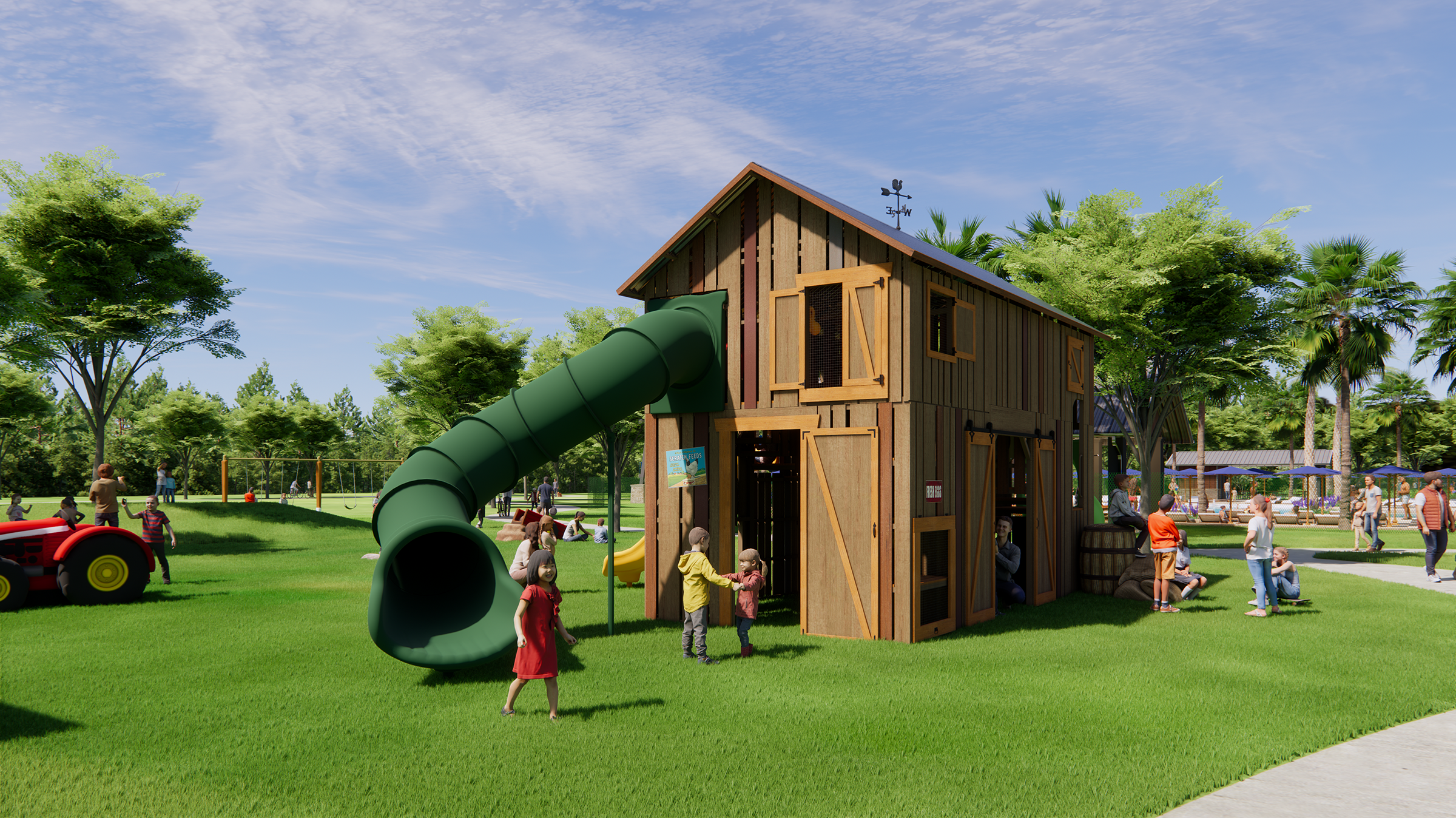 A rendering of The Barn playground at the Harvest Club.