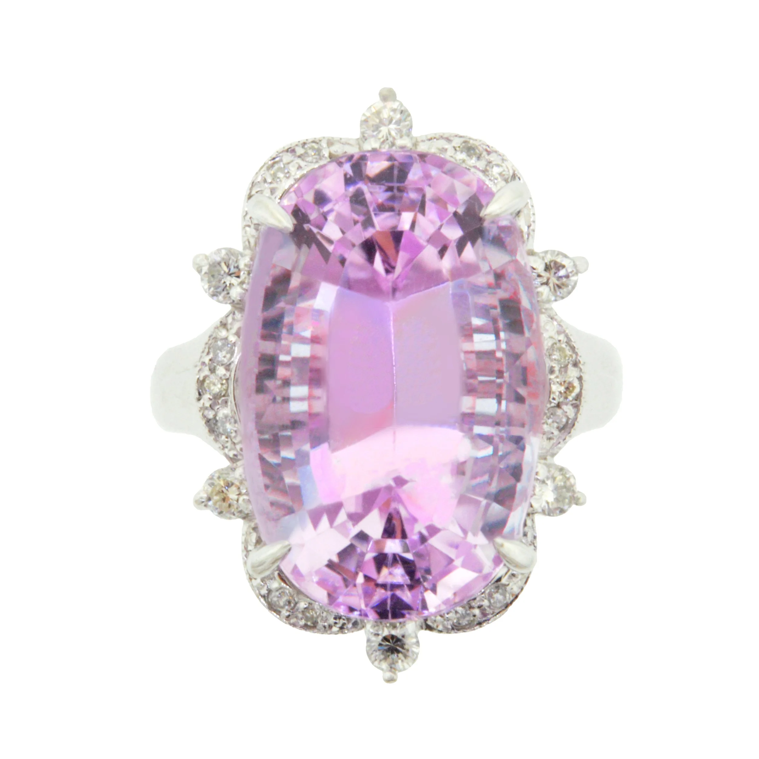 Kunzite and Diamond Ring