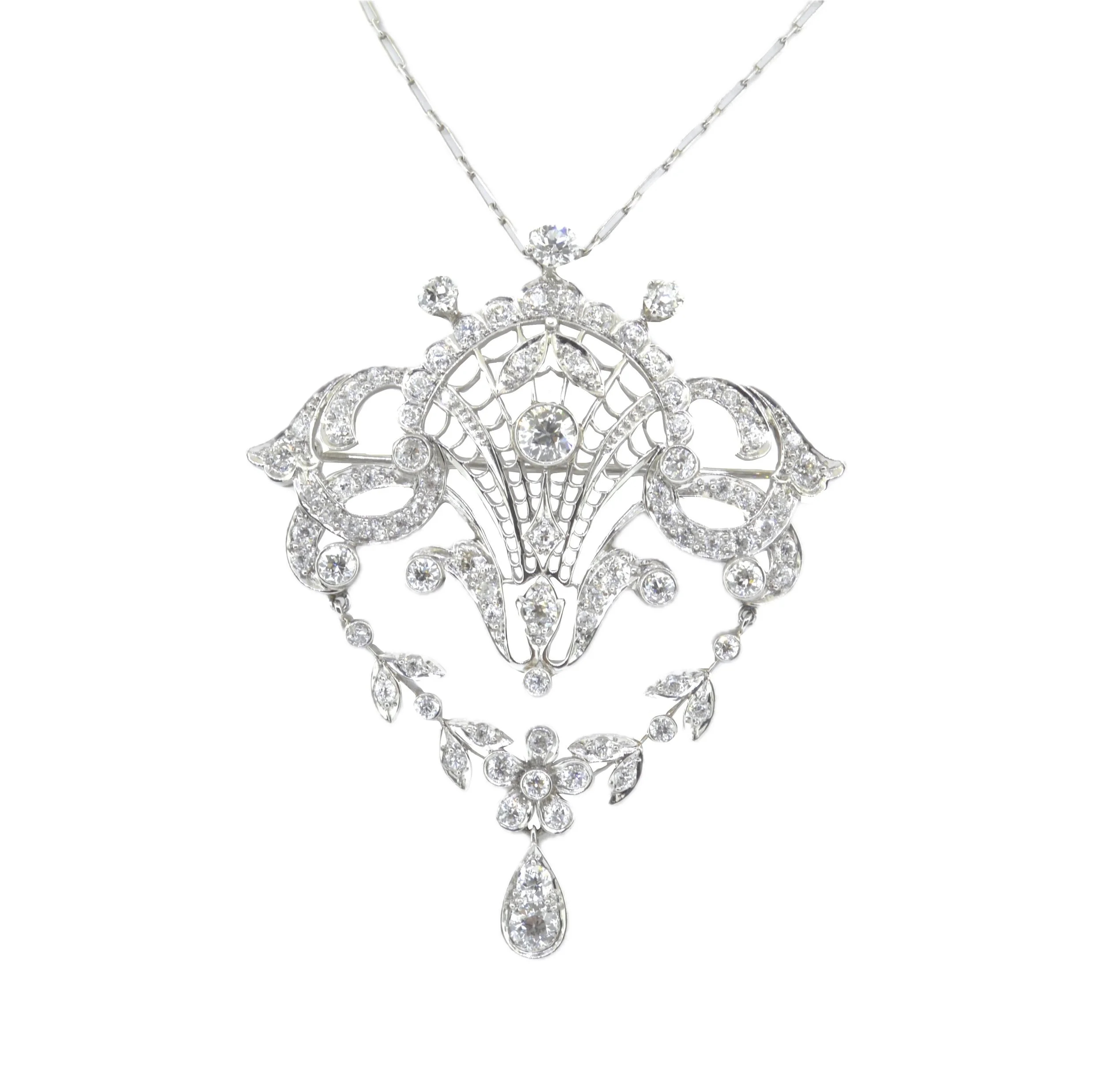 Edwardian Platinum and Diamond Pendant/Brooch
