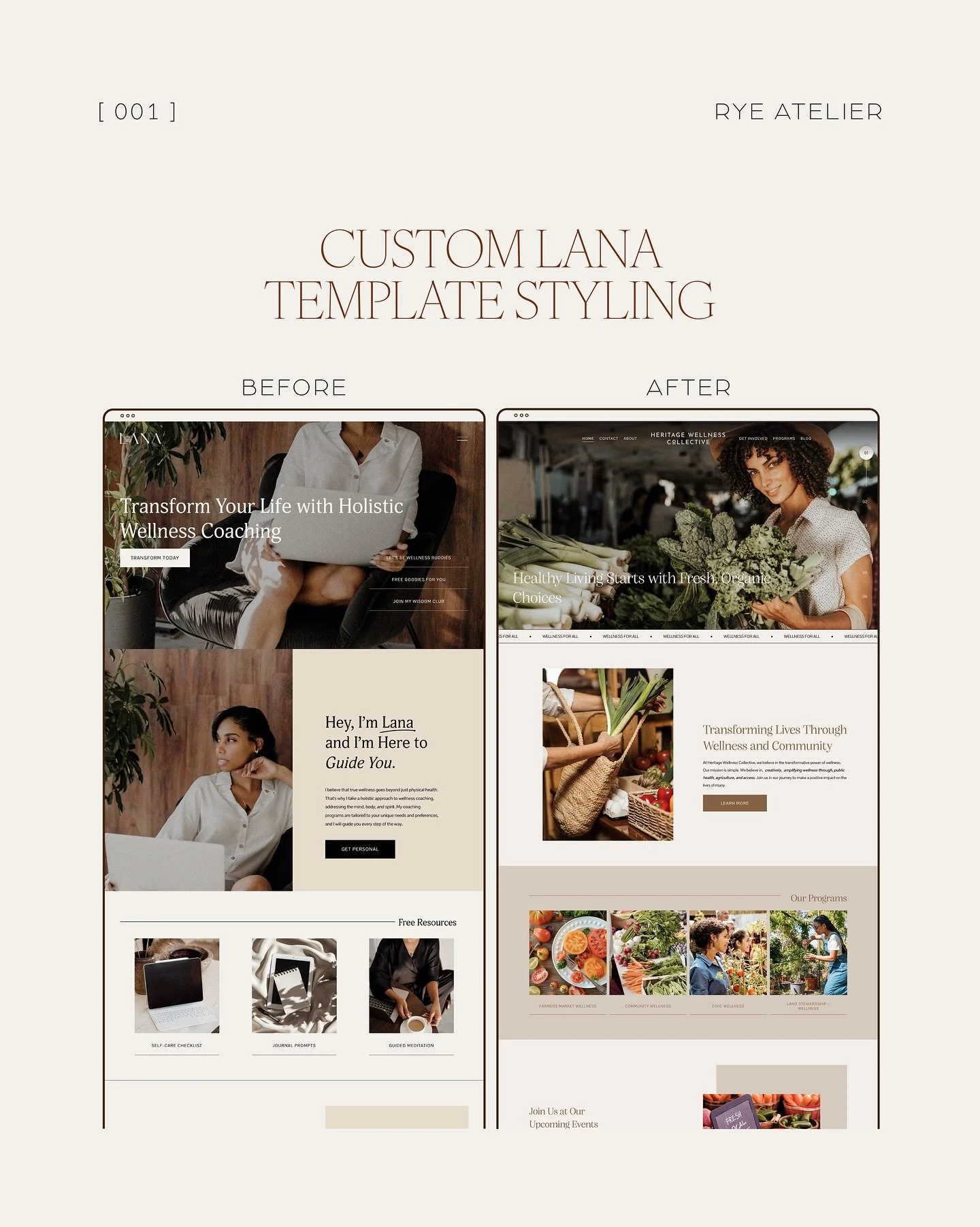 Same template. Whole new energy.

The Lana template was customized for Heritage Wellness Collective to better reflect their story.

You don&rsquo;t always need to start from scratch. Sometimes all it takes is a fresh perspective, new imagery, and str