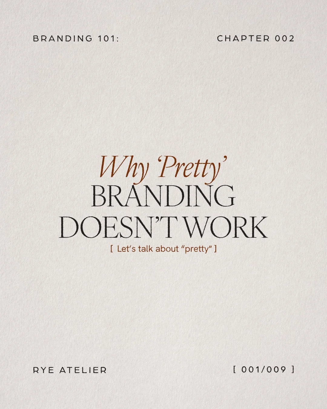Pretty branding isn&rsquo;t the problem.
Stopping there is.

When a brand is built only on aesthetics, it eventually runs out of direction.
Clarity is what gives design longevity. That's why I introduced strategy sessions to my identity packages.

If