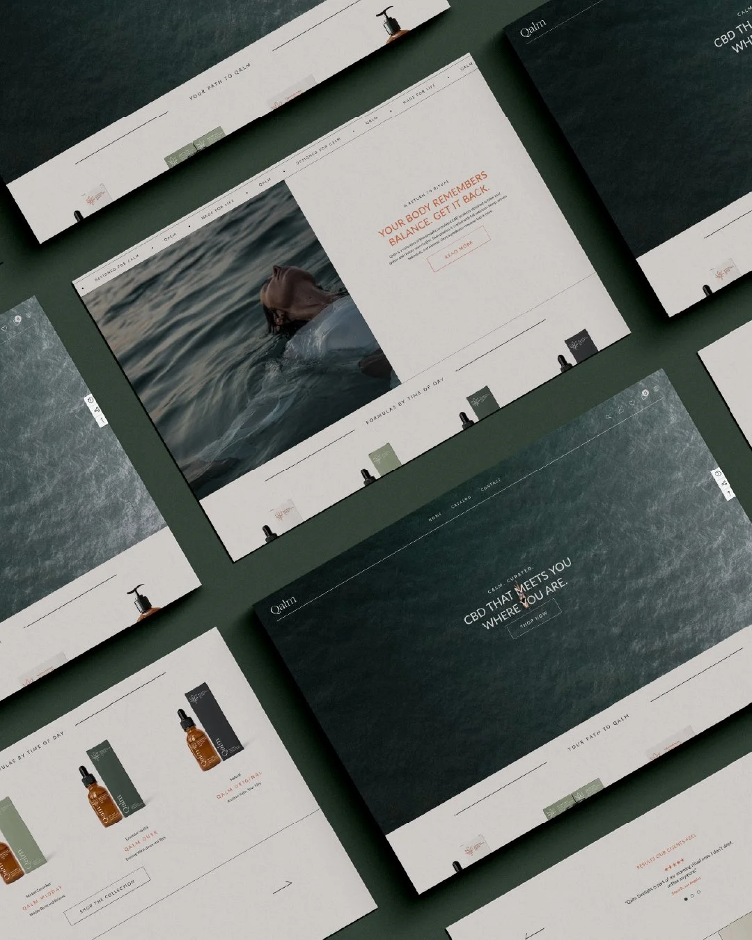 A look into the Qalm Shopify homepage.

Every section was designed to support the brand&rsquo;s calm, sensory experience from the layout to the flow.
