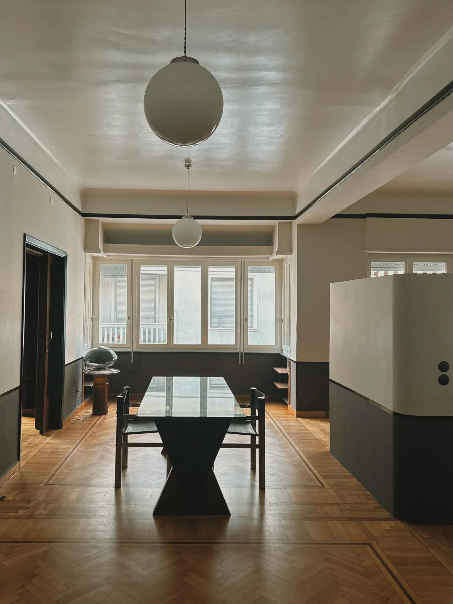 For rent: 2nd floor - 175 sqm apartment, located in Exarchia, 300 meters from Kallidromiou, in a building originally constructed in 1938 with preserved Art Deco elements. Renovated in 2025, with many original features of the period carefully restored