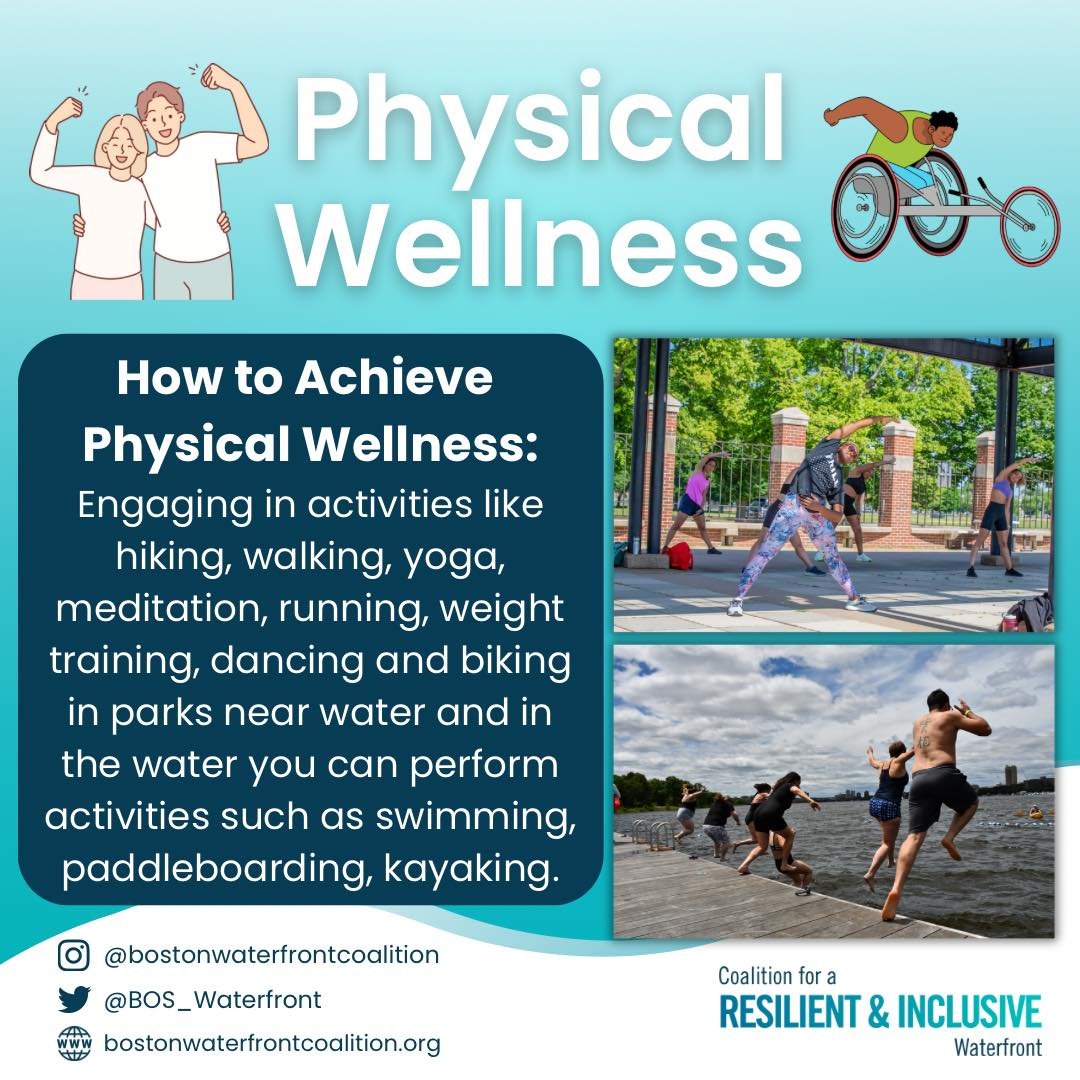 Promoting public health to the community is a major part of our mission, and today we want to highlight physical wellness! Boston's blue and green spaces offer many places and opportunities to be active! 👩🏽&zwj;🦼&zwj;➡️🚴🏻🏊🏽&zwj;♀️ Check out th
