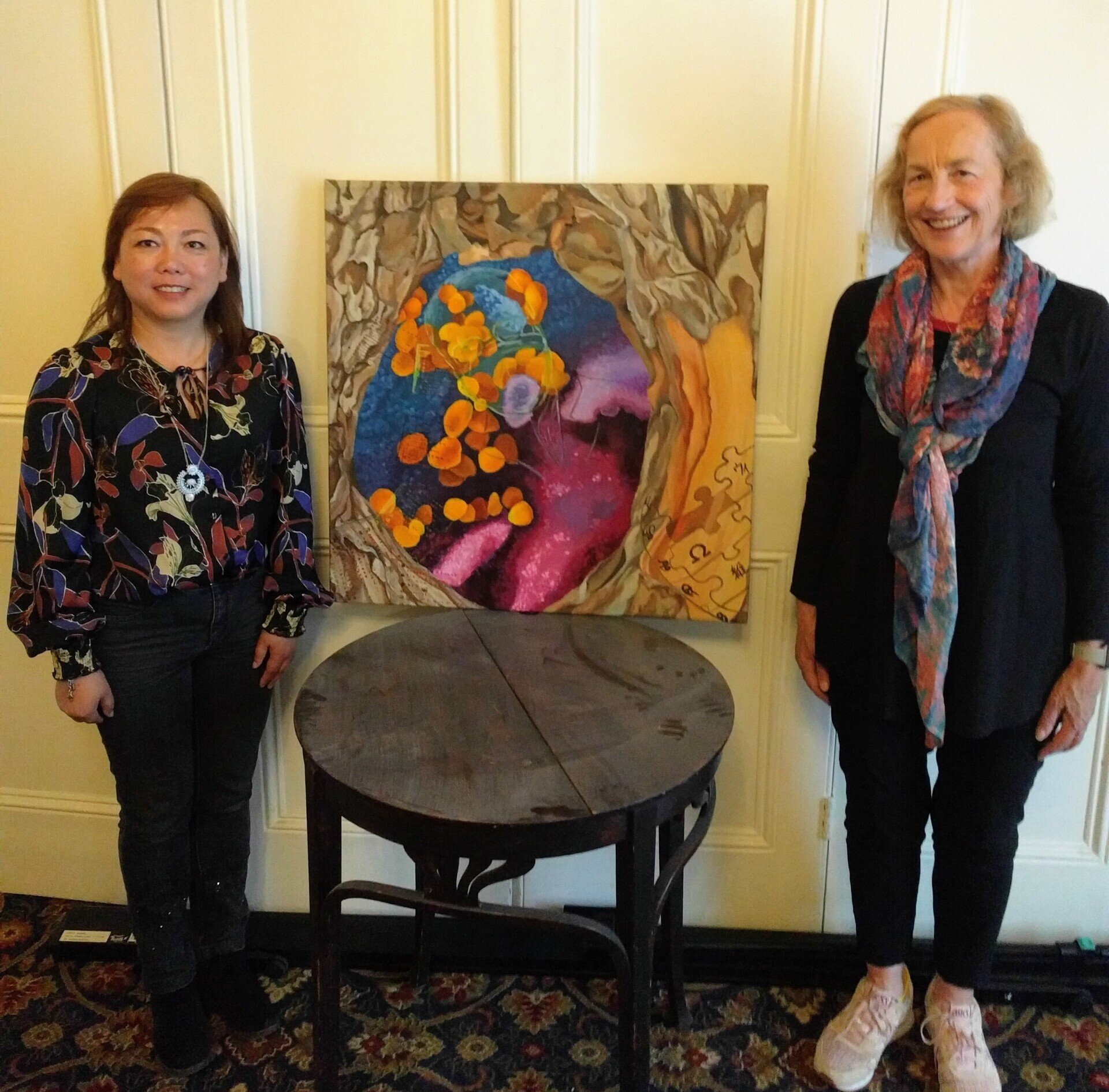 Lijuan McQuillan the recipient of the Contemporary Irish Art Society purchase award with CIAS Chairman Mary Pavlides