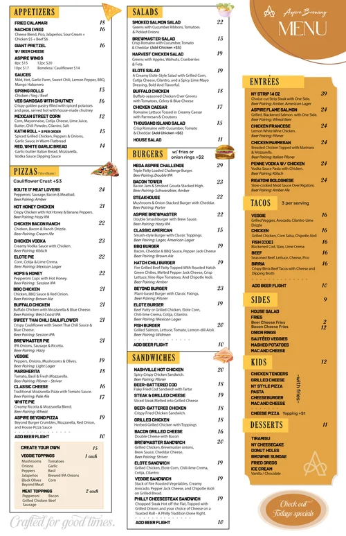 Menu — Aspire Brewing