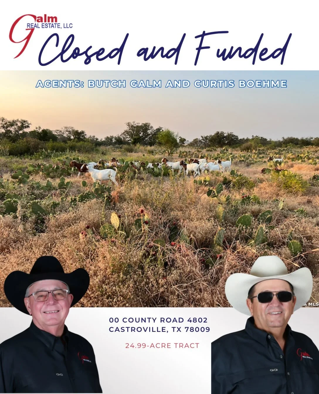 🎉 CLOSED &amp; FUNDED! 🎉

Congratulations to Butch Galm and Curtis Boehme, along with their wonderful clients, on the successful closing and funding of this 24.99-acre tract on County Road 4802 in Castroville! 🌵🏡

Another great transaction in the