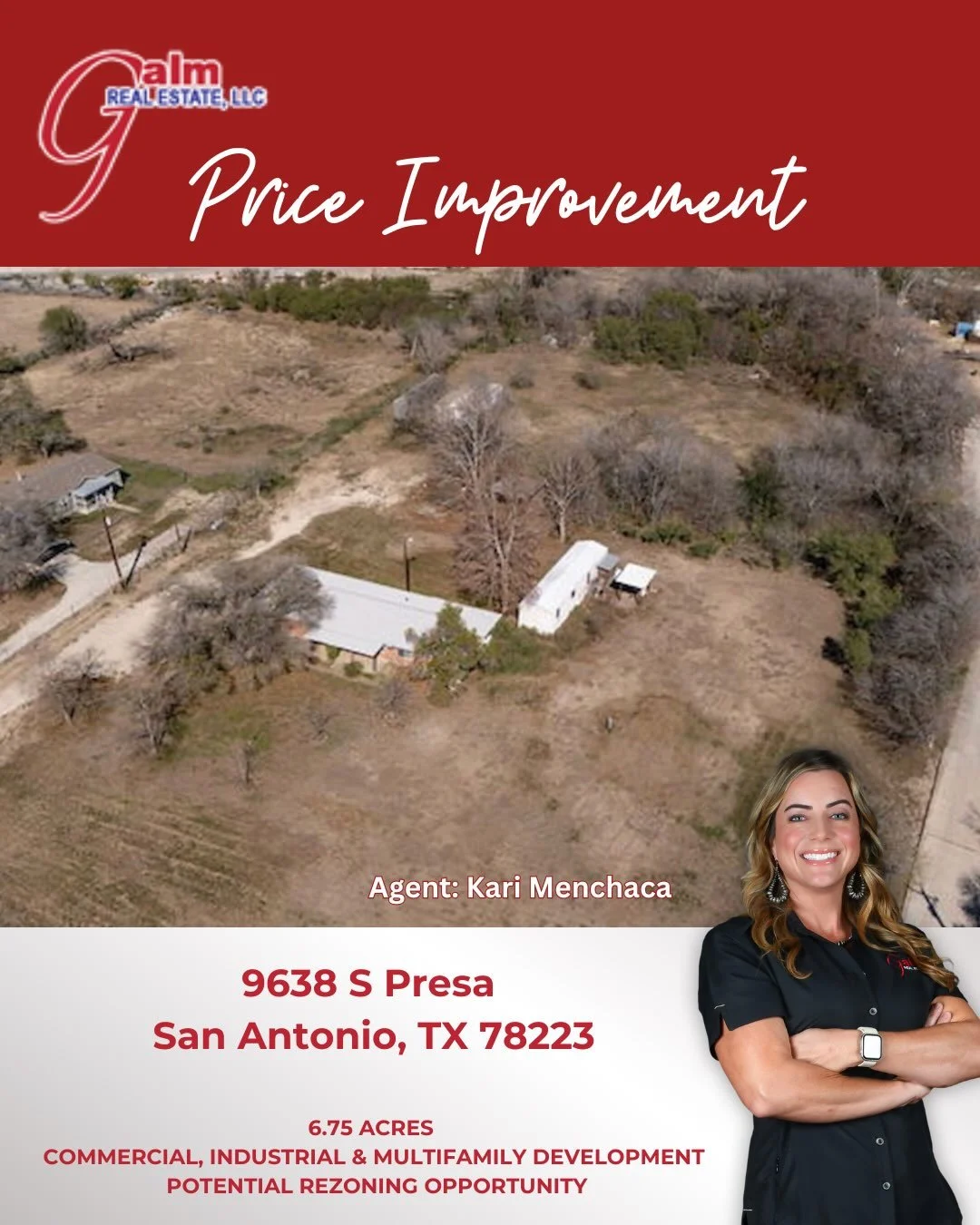 🚨 PRICE IMPROVEMENT | $50,000 PRICE DROP! 🚨

📍 9638 S Presa St | San Antonio, TX 78223
💰 NEW PRICE: $699,900

Opportunity is knocking on the South Side of San Antonio! 👀

This 6.75-acre property in the growing Southton neighborhood offers incred