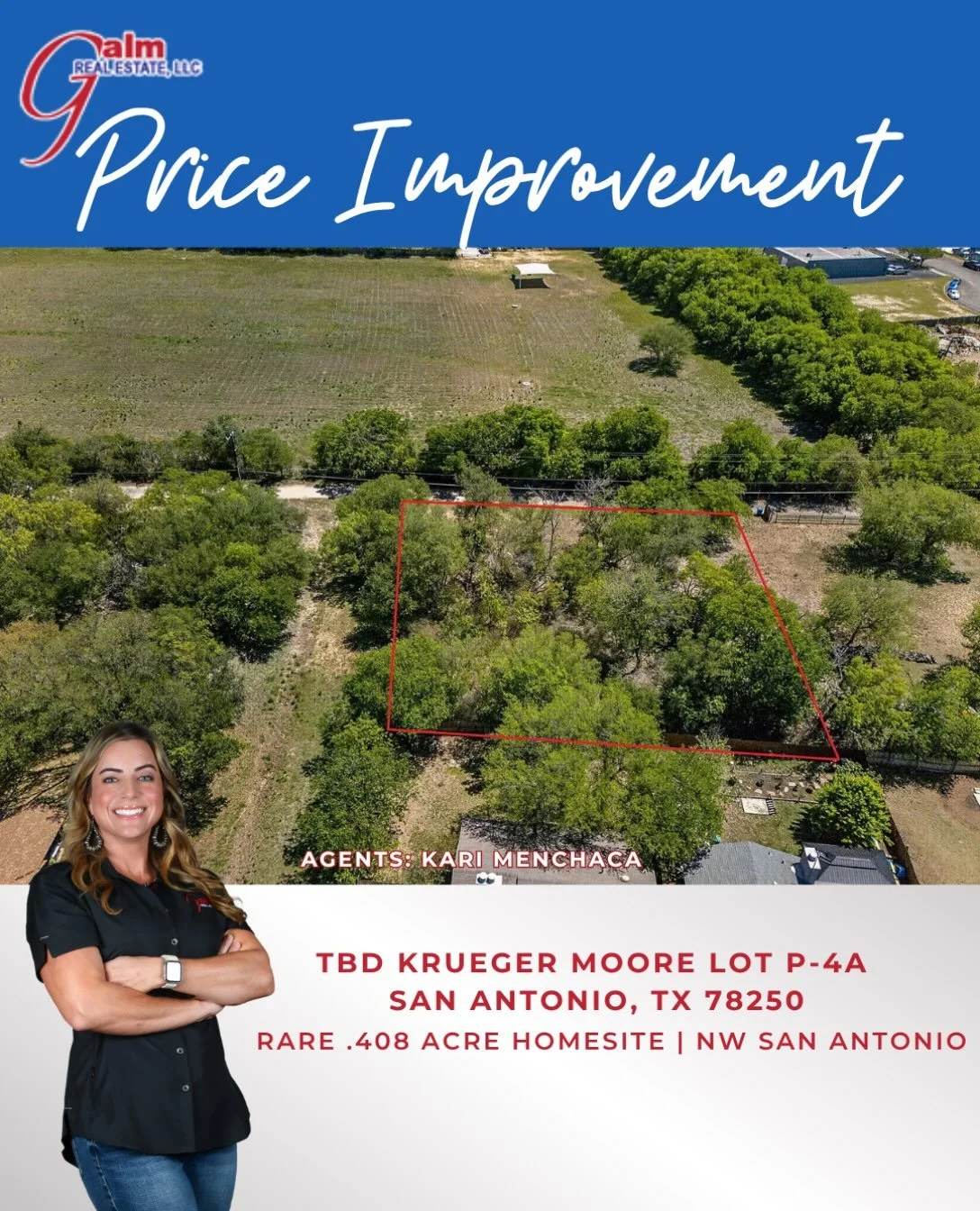 🏡 PRICE IMPROVEMENT! 🌳

📍 TBD Krueger Moore Rd, Lot P-4A | San Antonio, TX 78250
💰 NOW $74,500!

🌿 More space. More possibilities. No HOA!

Looking for the perfect spot to build your dream home? This oversized 0.408-acre residential homesite in 
