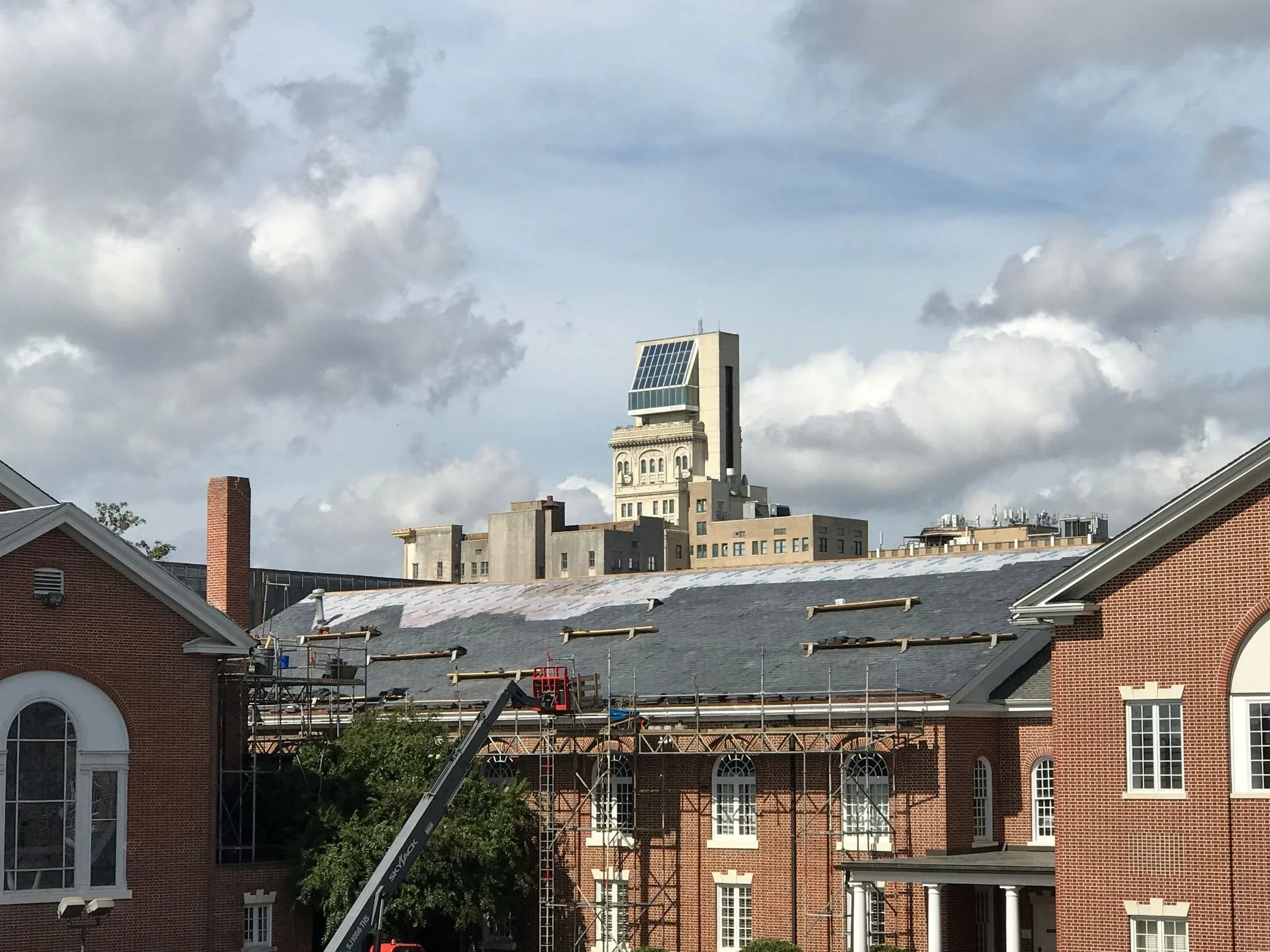 Slate Roof Replacement in Progress at Historic Church