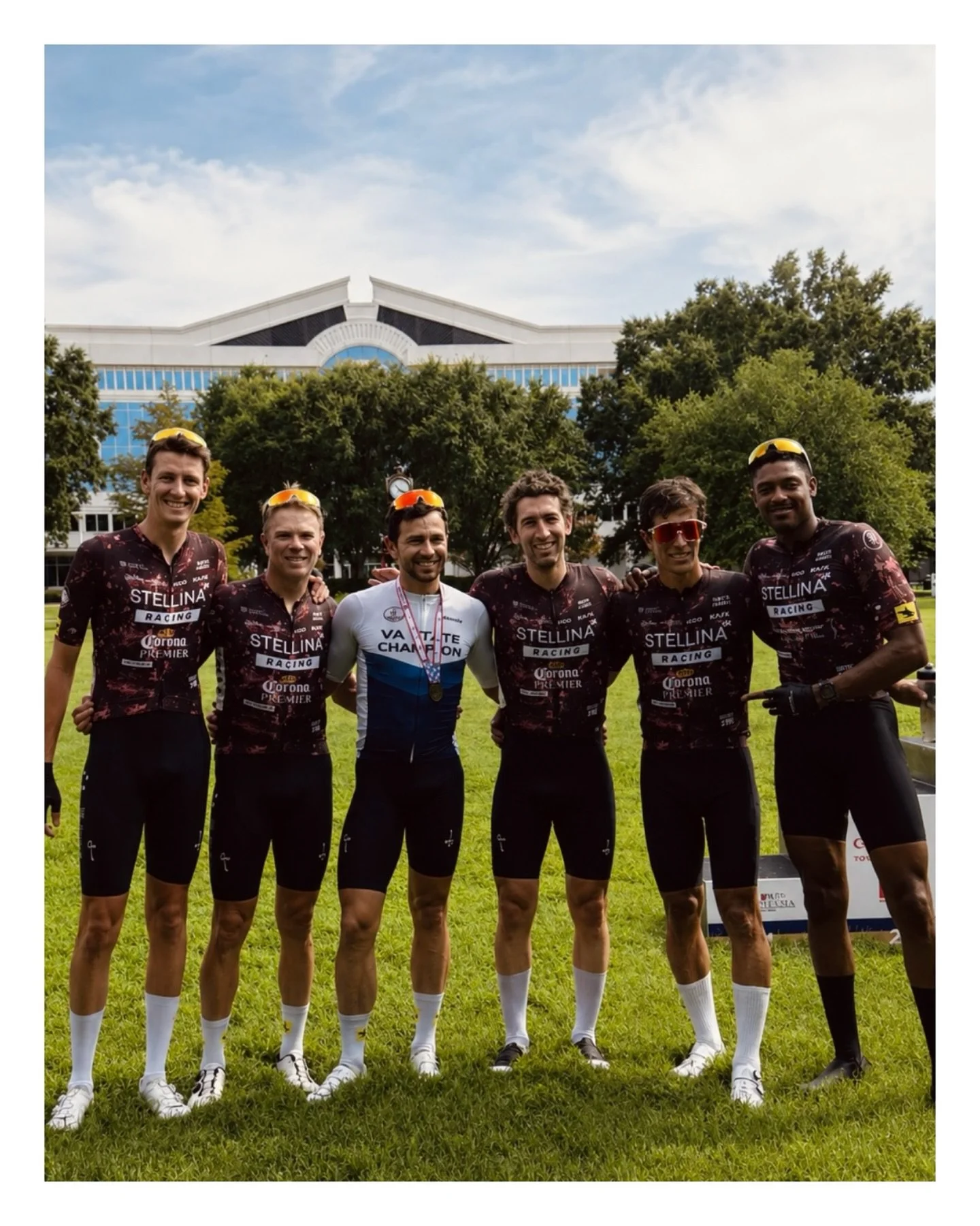 It all came together! 🏁 July was a huge month for the boys&mdash;big miles, travel + tour-spectating, category upgrades, and that cherry on top: @andresouza_ciclista_  keeping the VA State Jersey for another year! 👏🔥 the gents shut everything down