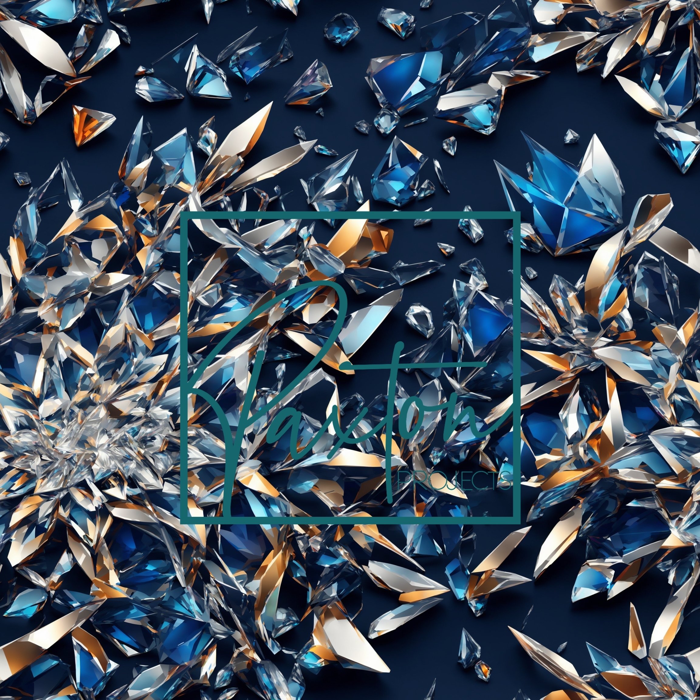 dark blue crystal floral seamless pattern