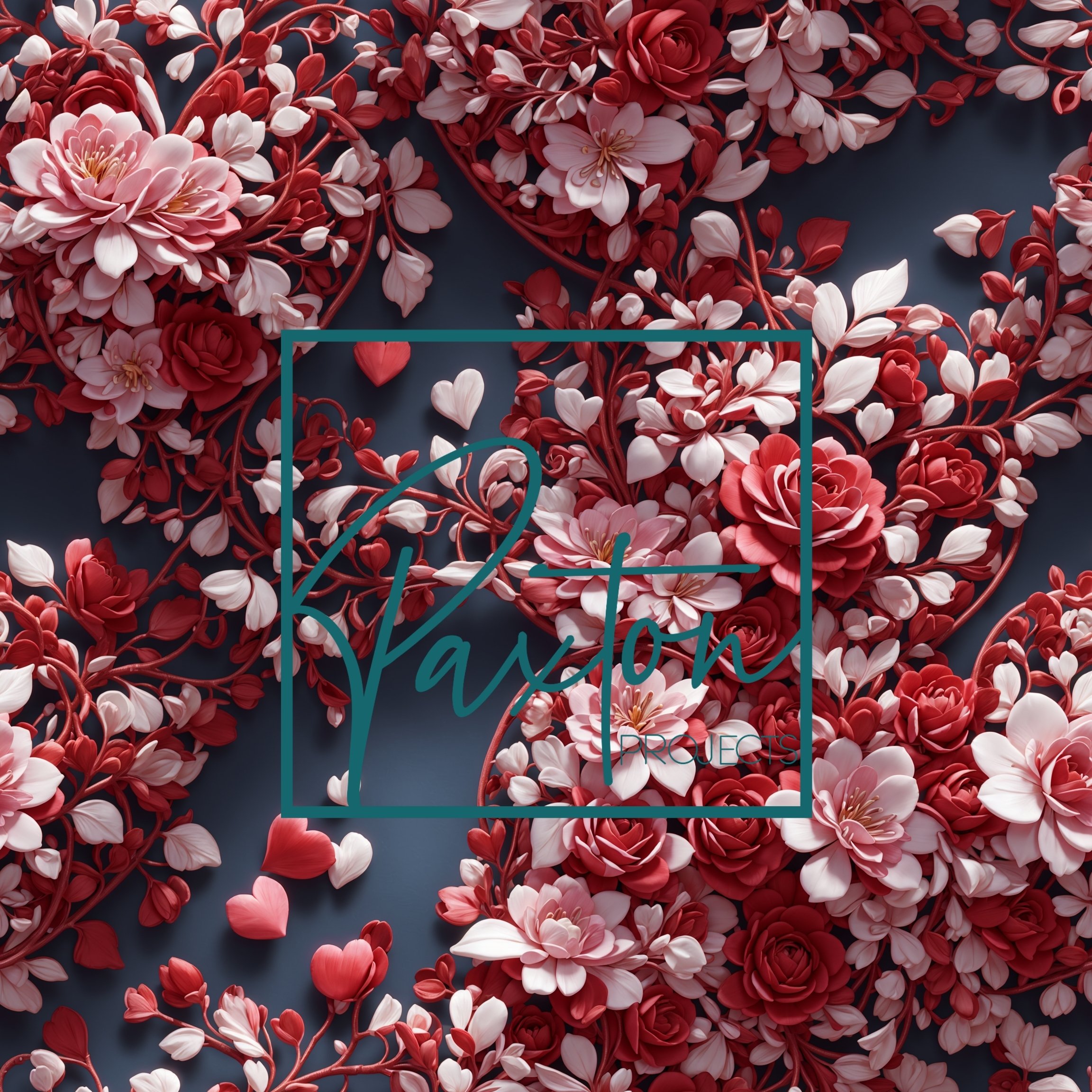 3D Hearts and Flowers Floral Seamless Pattern.jpg