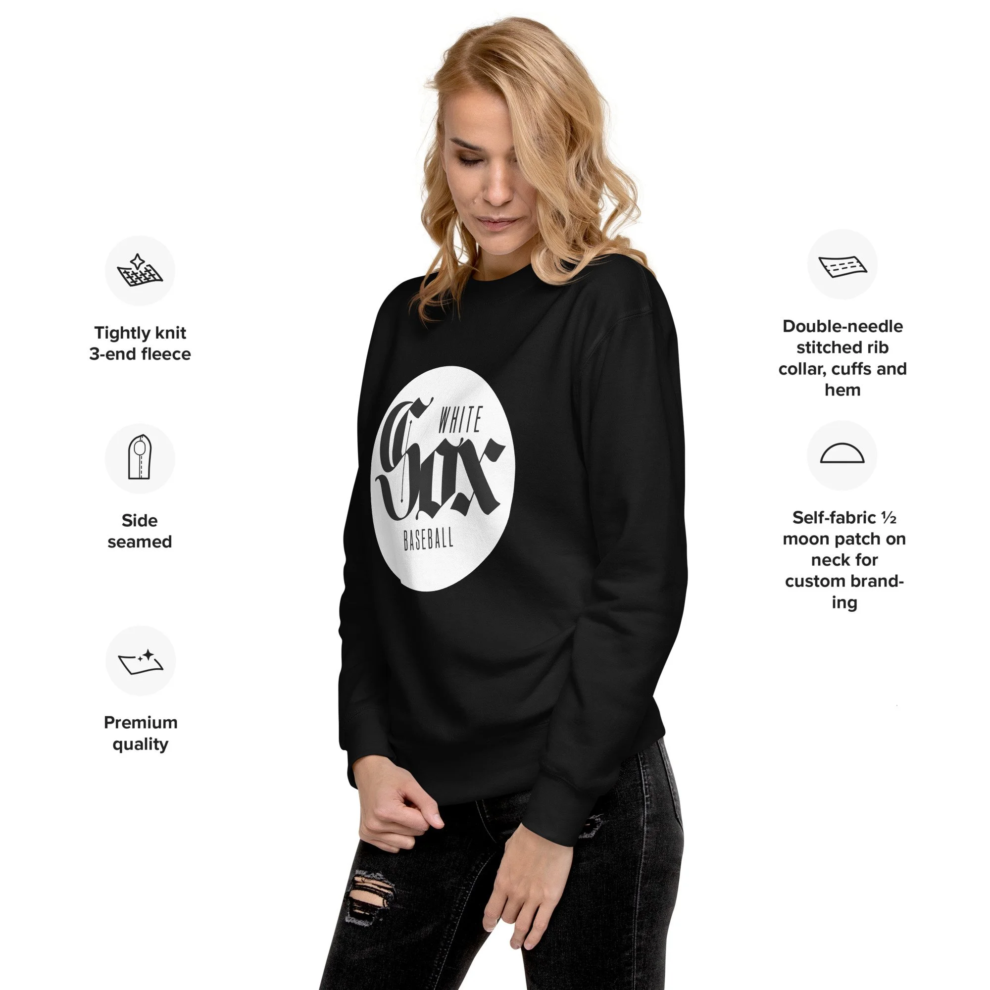 White Sox Baseball White Circle Unisex Premium Sweatshirt