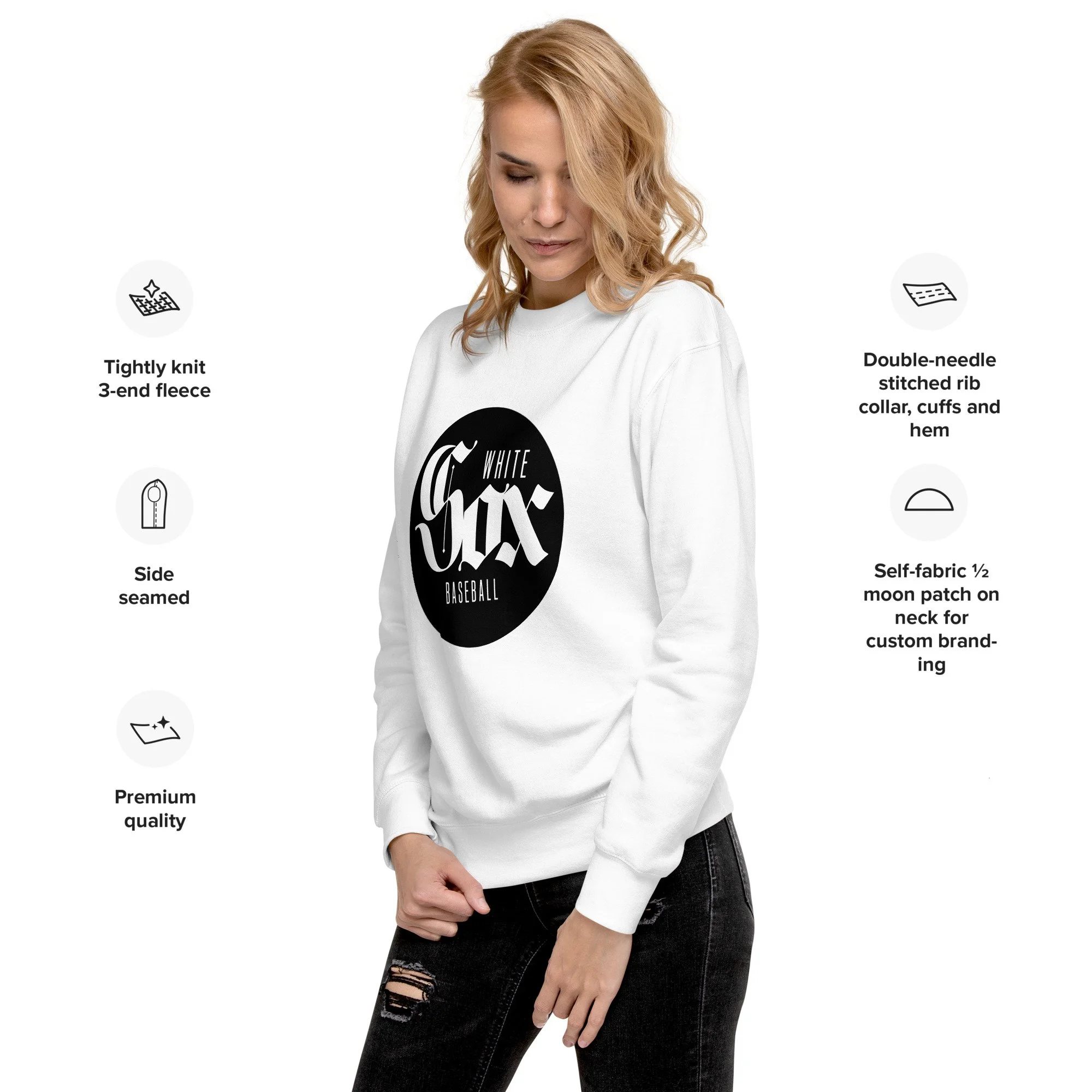 White Sox Baseball Black Circle Unisex Premium Sweatshirt