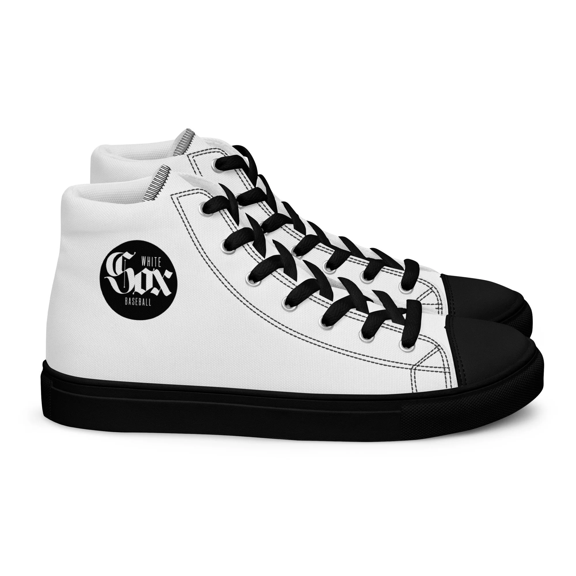 White Sox Baseball Black Circle Men’s high top canvas shoes