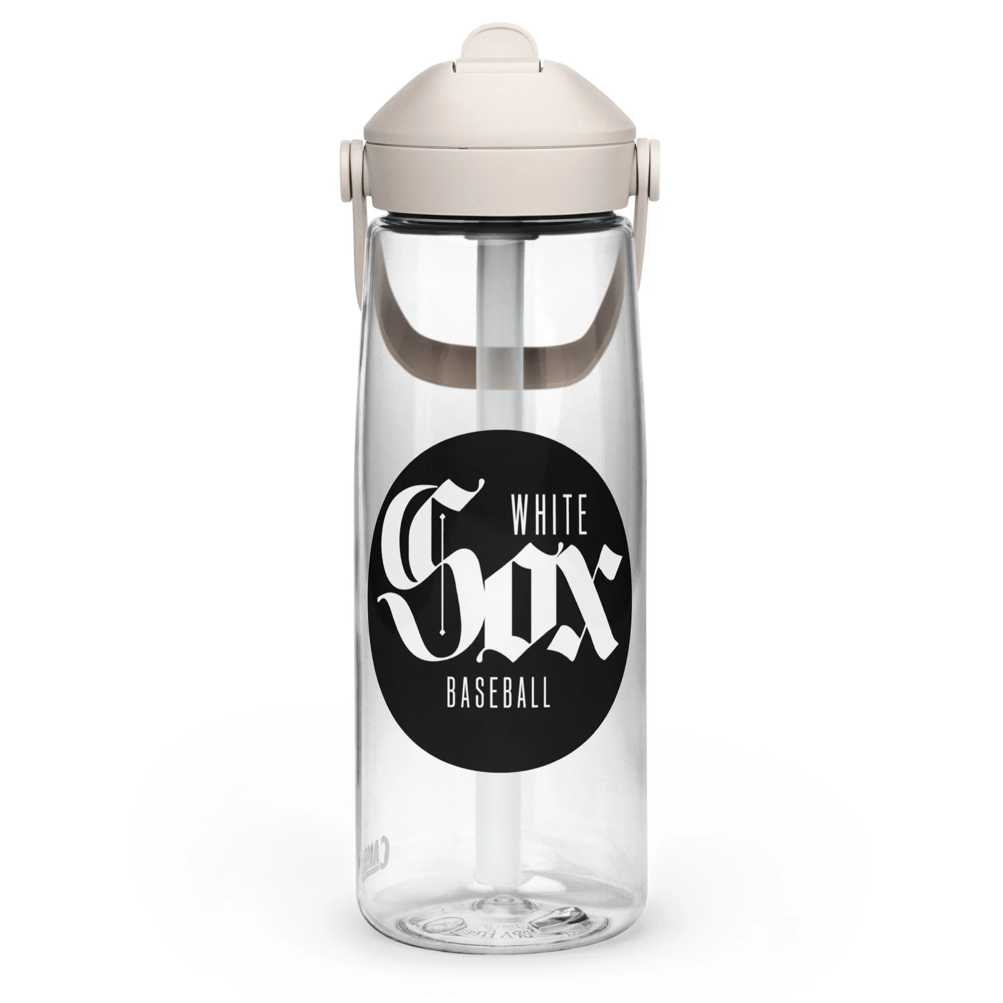 White Sox Baseball Black Circle Flip straw water bottle