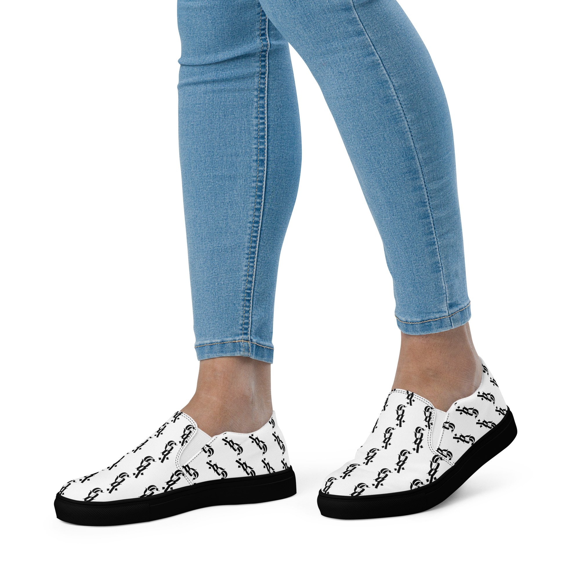 Sox Black on White Women’s slip-on canvas shoes