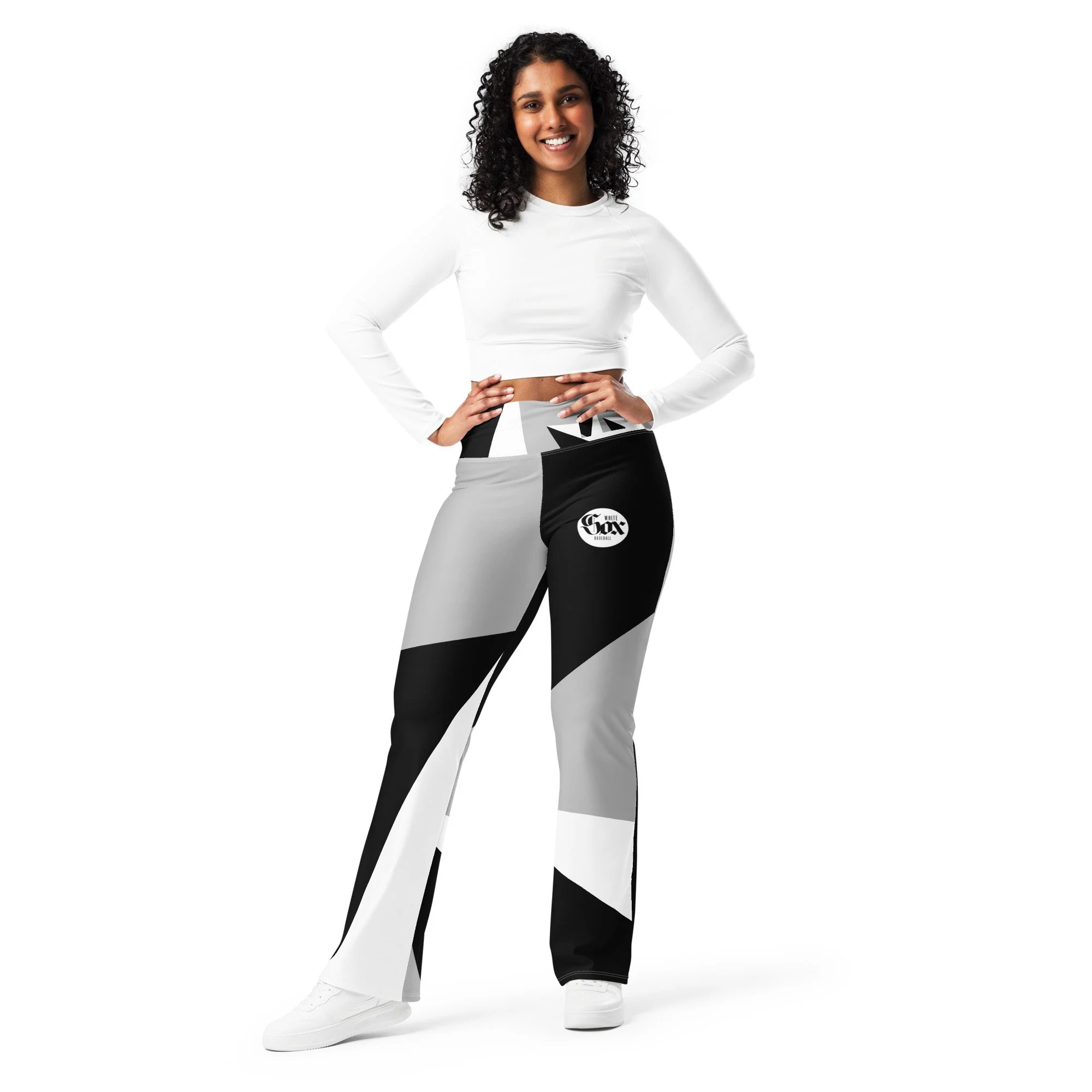 White Sox Baseball White Circle Flare leggings
