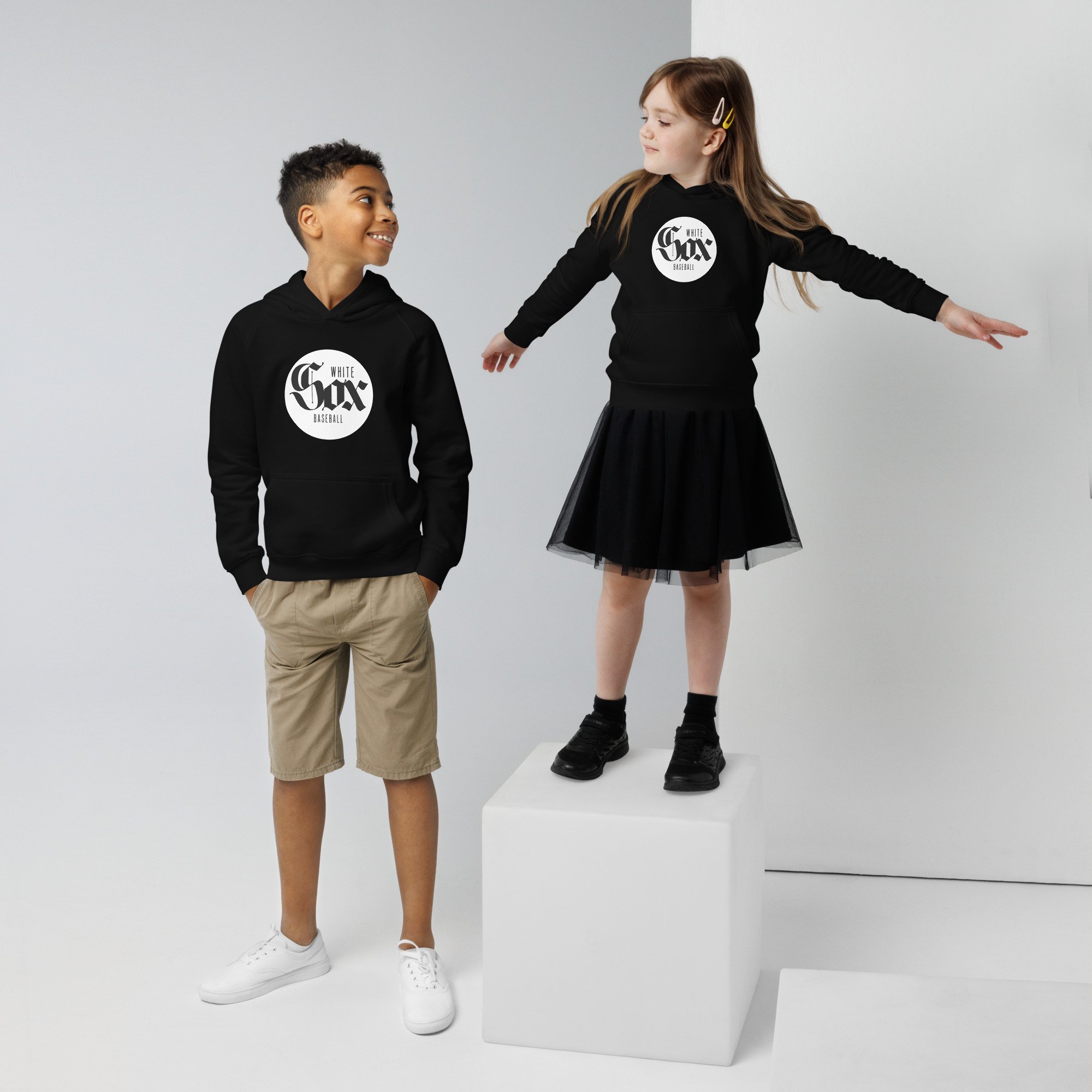 White Sox Baseball White Circle Kids eco hoodie