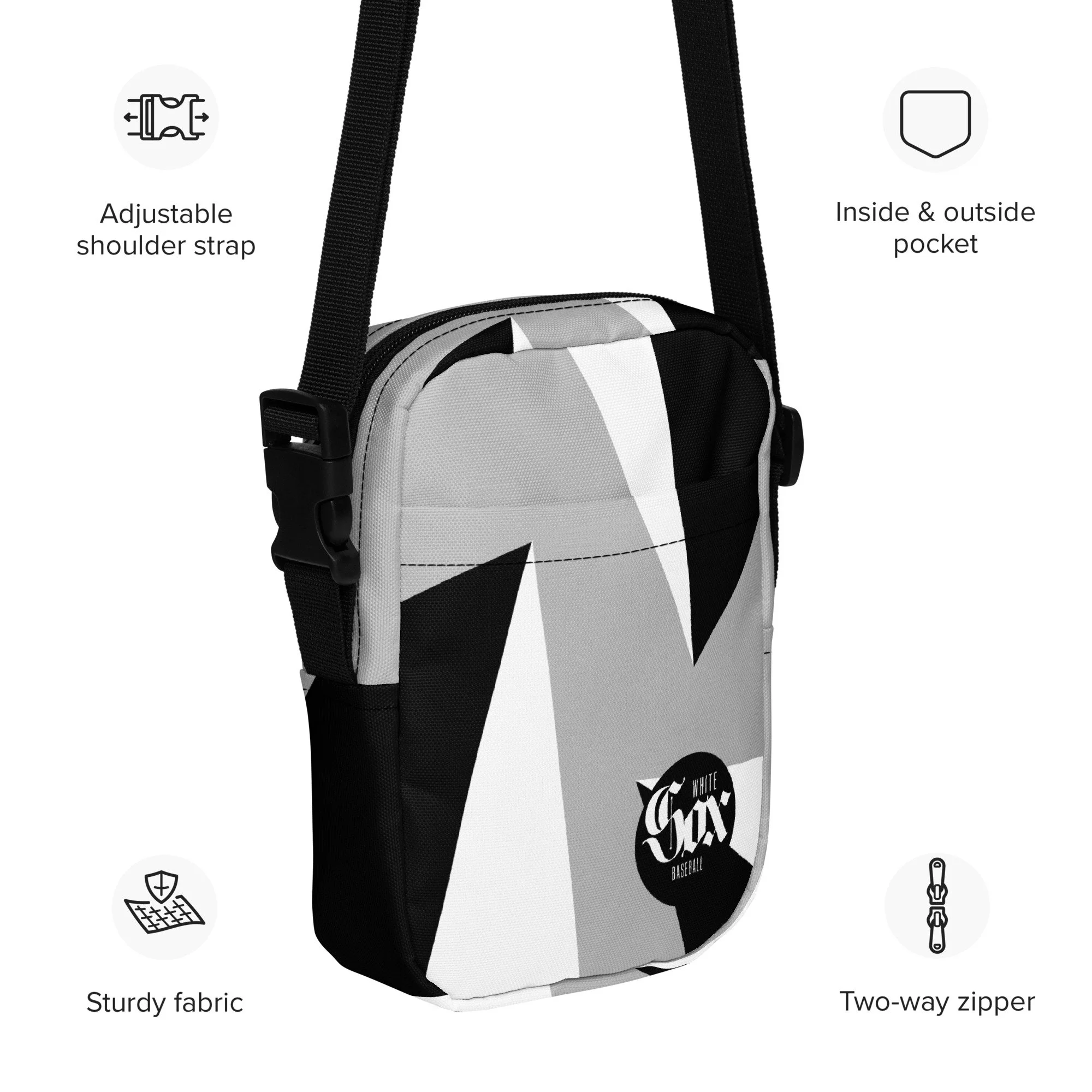 White Sox Baseball Black Circle Utility crossbody bag