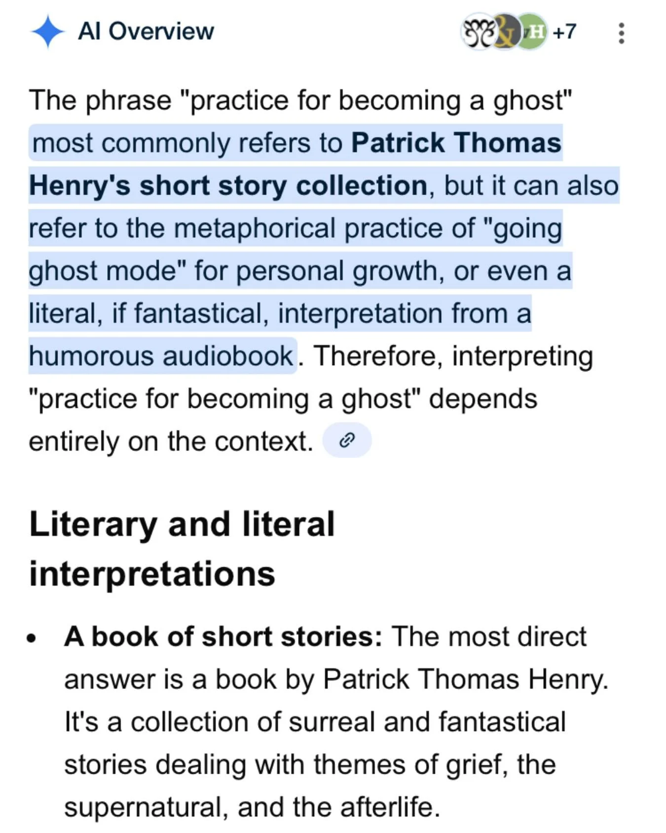 What does AI know about Practice for Becoming a Ghost, our debut short story collection by @patrick_t_henry? 

Not a whole lot, but we are intrigued by the concept of &ldquo;going ghost mode&rdquo; for personal growth&hellip; 👀

#fiction #fictionwri
