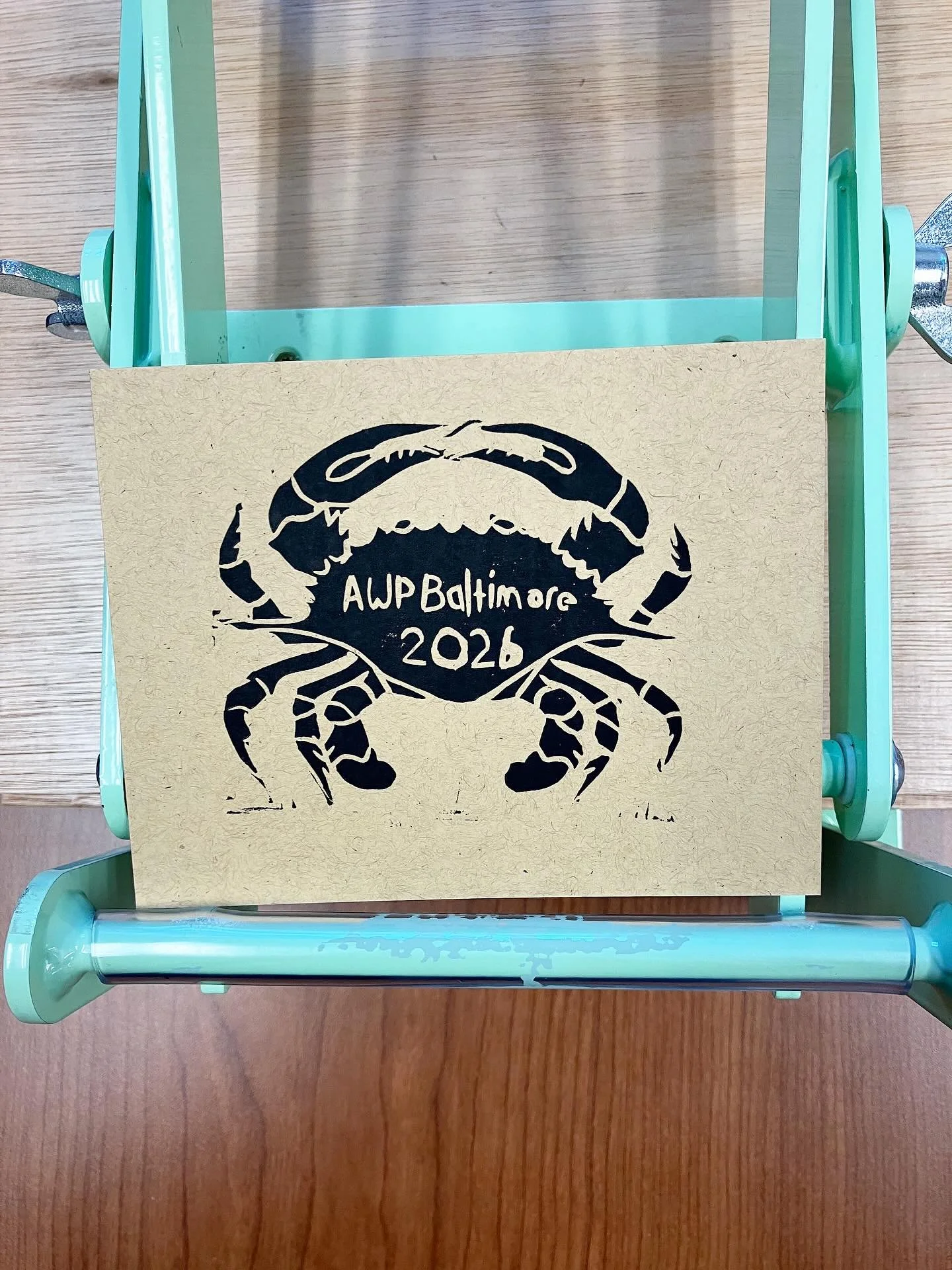 Special edition prints by @fayth22renegade and @haley.seitz, here just in time for the @awpwriter Conference. 

Gets yours at the bookfair, Thursday-Saturday. 

#linoprint #linocut #printmakersofinstagram #baltimore #awp26