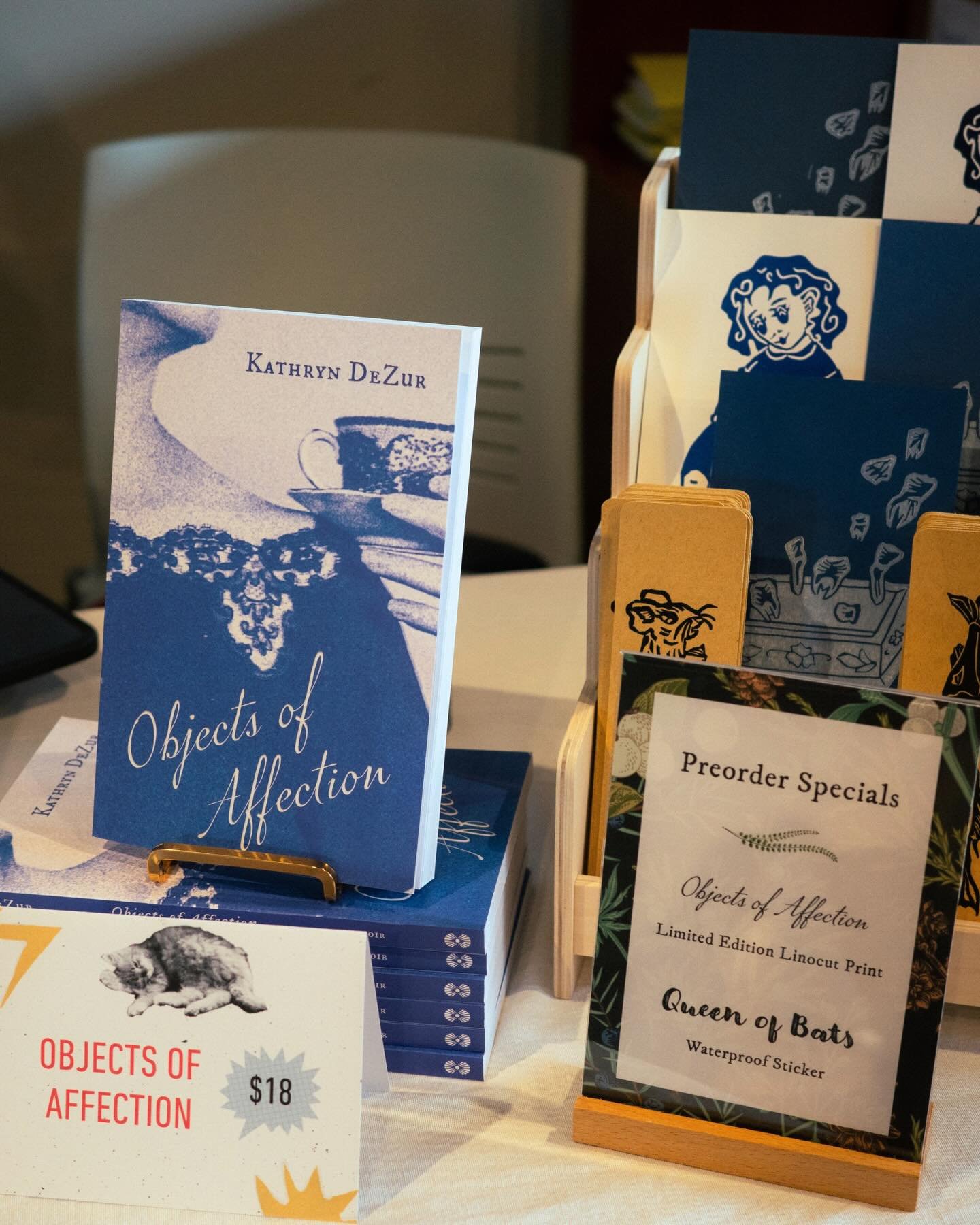 It&rsquo;s launch day for Objects of Affection: A Memoir in Essays and Queen of Bats: And Other Stories! 

To celebrate, we&rsquo;re posting a few detail shots from our party last Friday. 

Preorders are shipping as fast as we can pack them (and our 