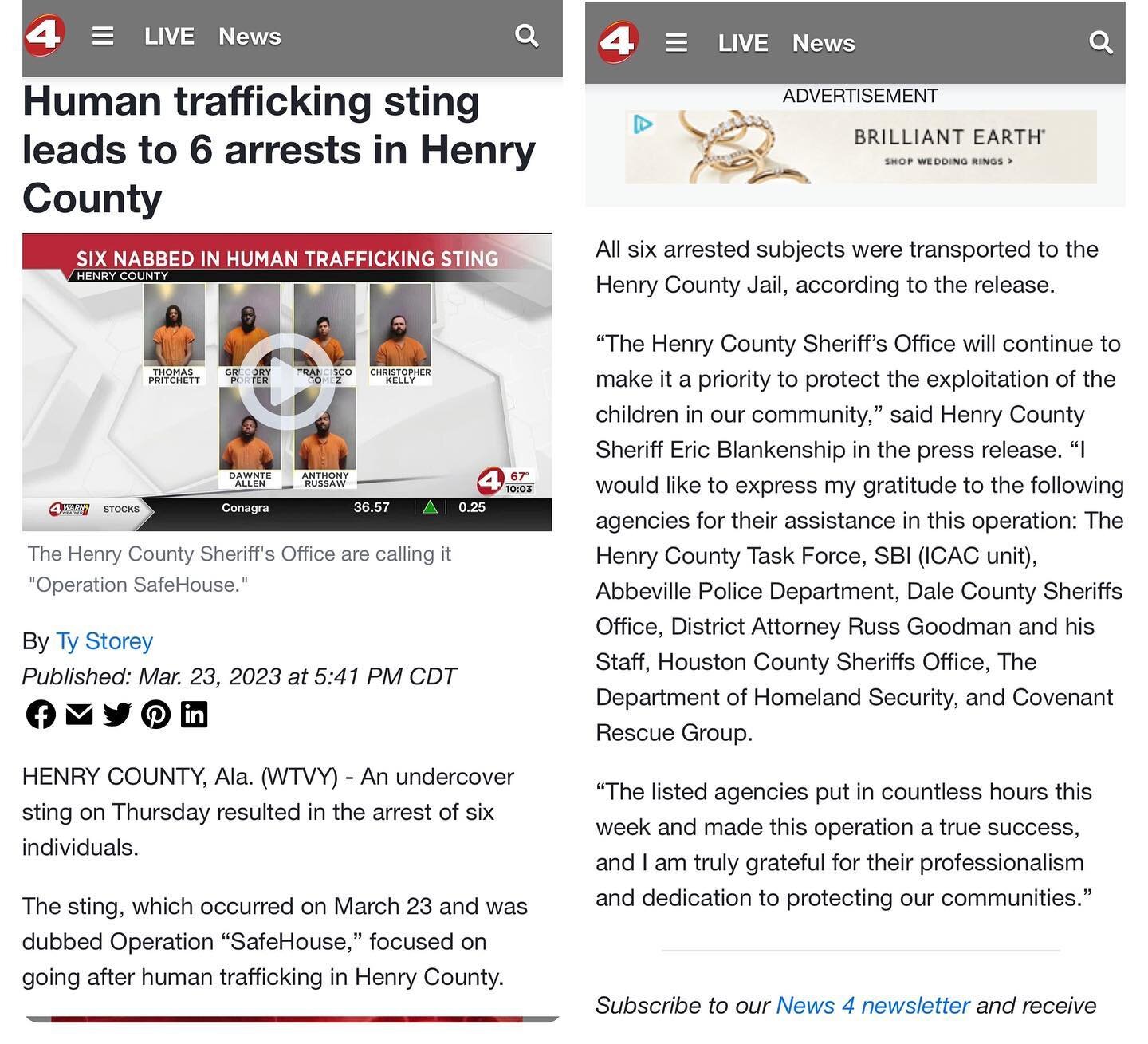 Always good getting bad guys off the street. Last week we worked in conjunction with local LE in Henry County Alabama to assist in the arrest of 6 individuals. It was a successful operation. #humantrafficking #sextrafficking #henrycounty #covenantres