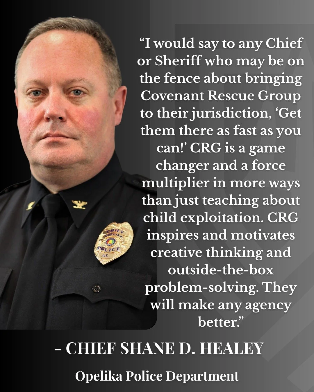 This is why partnership matters.

We don&rsquo;t replace agencies...we come alongside them to expand capability, creativity, and impact.

We&rsquo;re honored by the words of Opelika Police Chief Shane Healey and grateful for agencies across the count