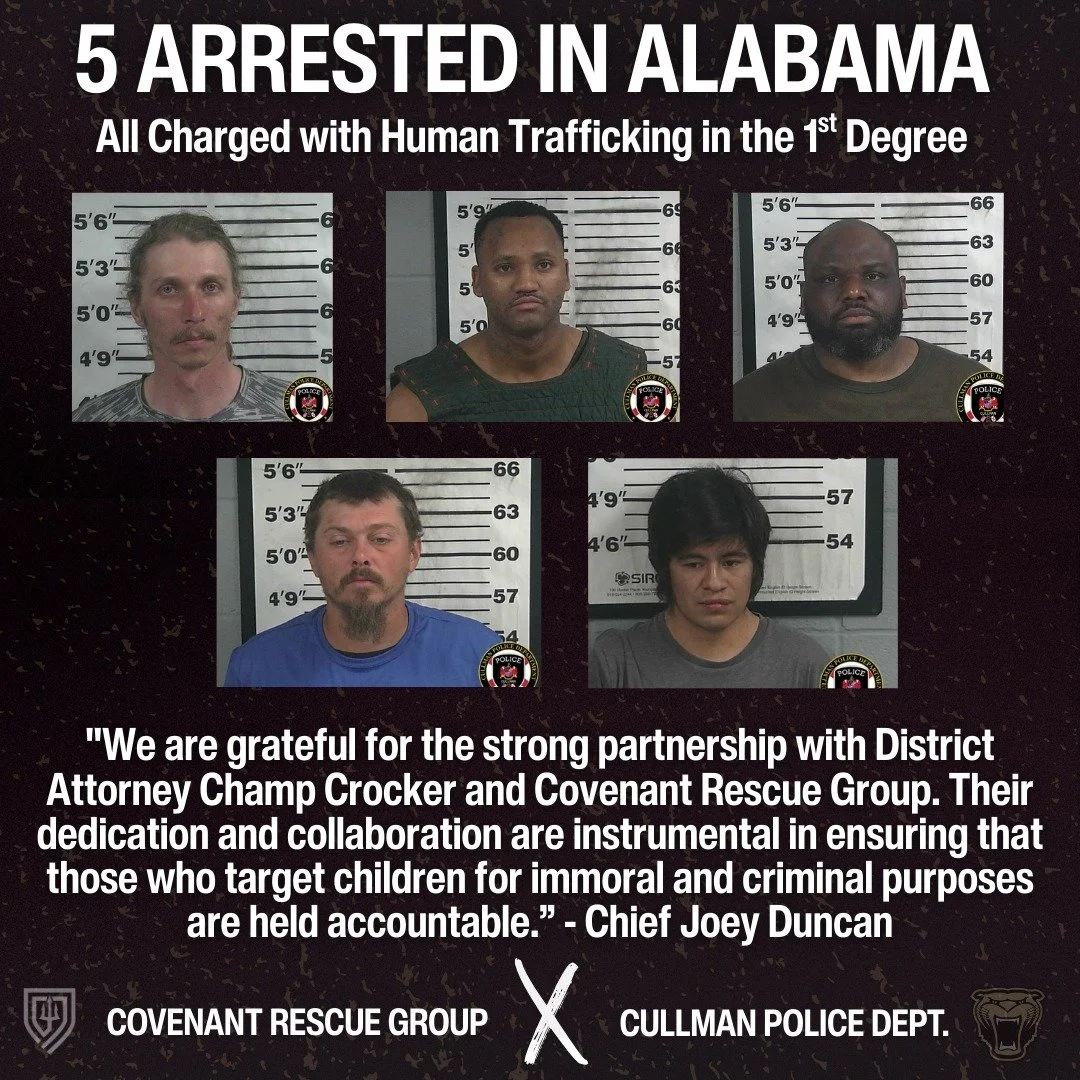 They showed up expecting a minor.
They left in handcuffs.

We recently partnered with the Cullman Police Department and the Cullman County District Attorney&rsquo;s Office in an operation in Cullman, Alabama.

Five suspects were arrested and now face