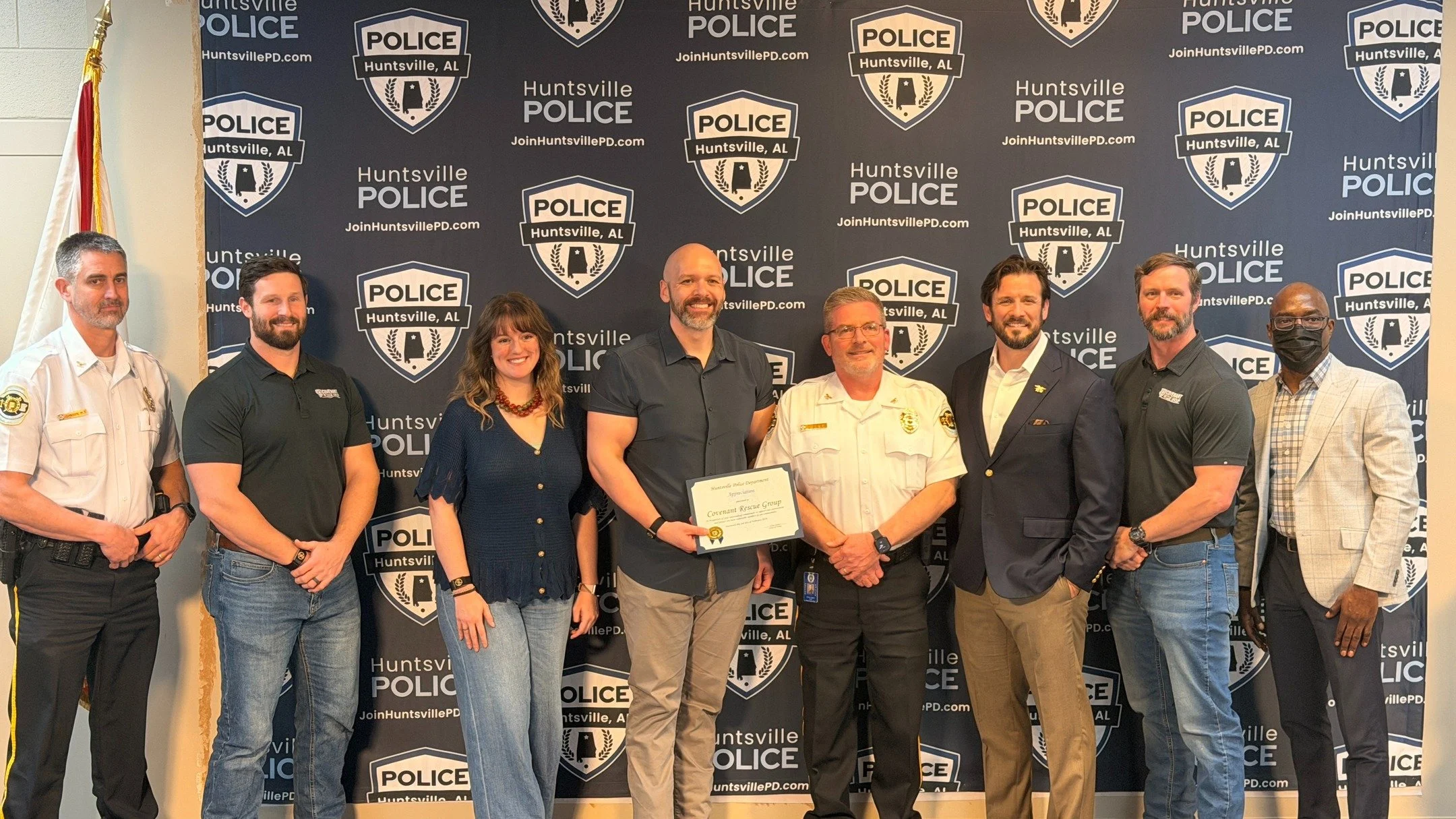 We are grateful to the Huntsville Police Department for recently presenting us with a Certificate of Appreciation and a letter from Chief Kirk Giles in recognition of the training and joint operation we conducted together in 2025.

Partnership is pow