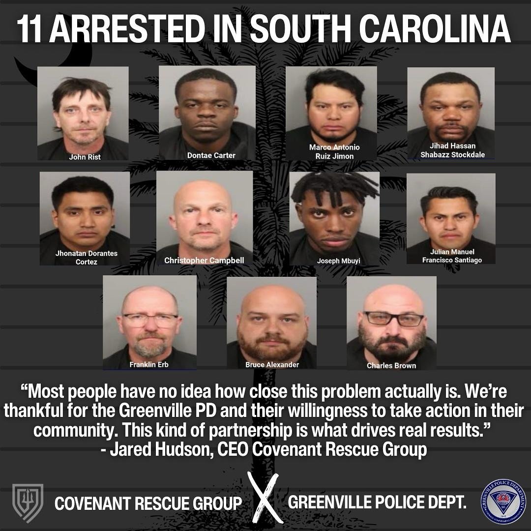 We recently partnered with the Greenville Police Department and SLED&rsquo;s Human Trafficking Unit for a training and undercover operation in South Carolina. 

This effort focused on identifying individuals attempting to engage in sexual activity wi