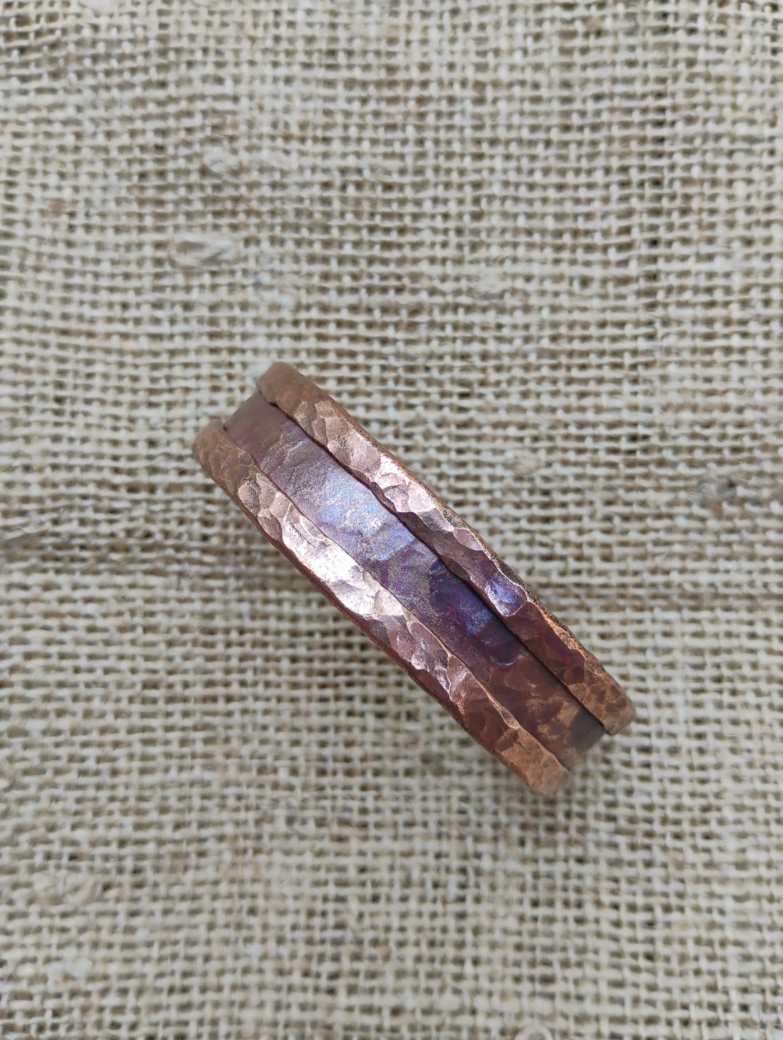 hammered folded copper bracelet